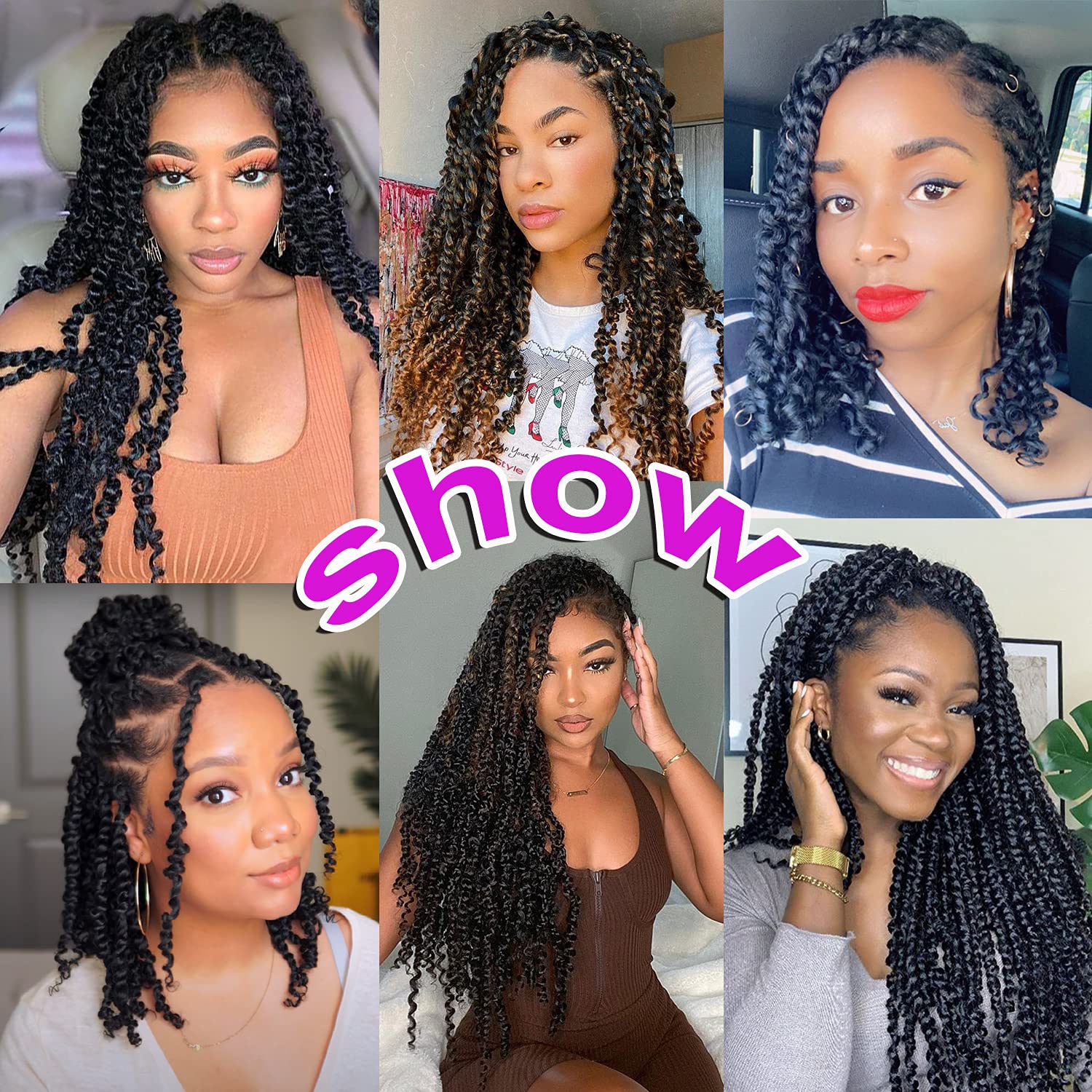 Boho Passion Twist Crochet Hair - 16 Inch Pre-Twisted Crochet Braids (8 Packs) - Soft Pre-Looped Synthetic Hair Extensions for Women, Girls & Kids - Natural Black 1B Color - Perfect for Protective Styles, Summer Looks & Everyday Wear