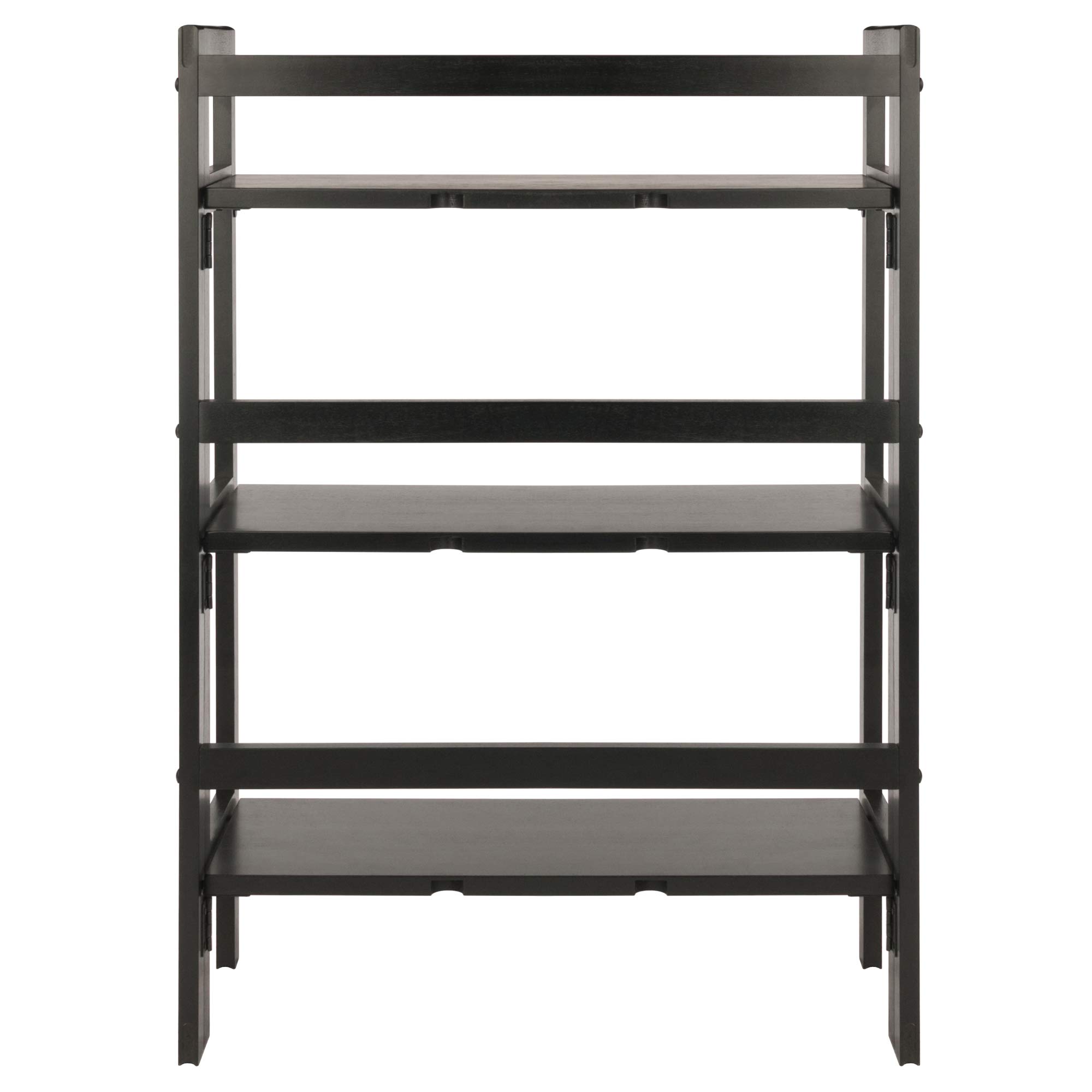 Winsome Wood Terry 3-Tier Black Wooden Shelf - Modern Storage Solution for Living Room, Bedroom, or Office Organization