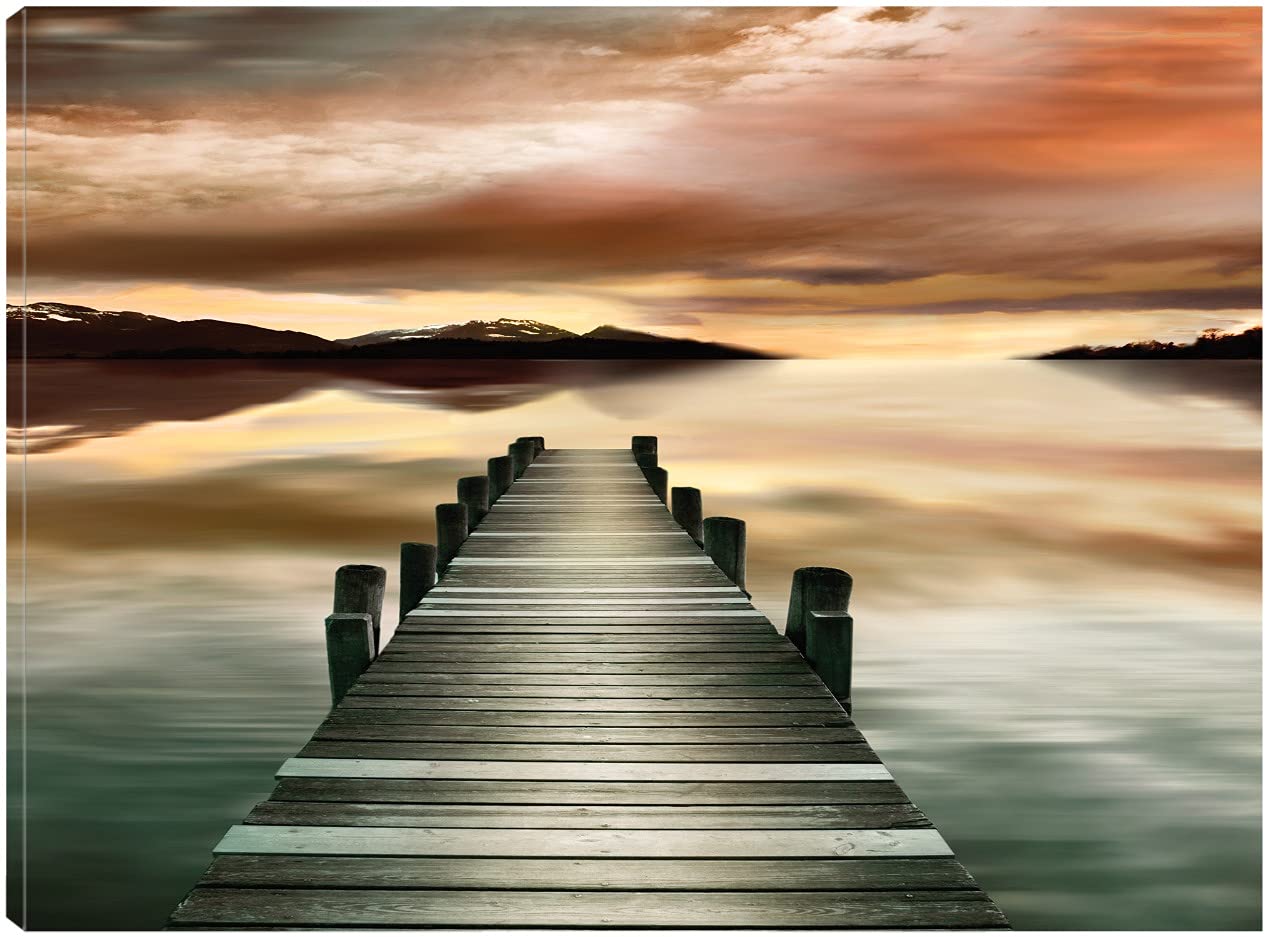 Sunset Jetty Fine Art Canvas Wall Decor by Danita Delimont - 43x32 Inch Ready to Hang Painting for Living Room, Bedroom, Office & More - Coastal Home Decor & Gift Idea for Beach House