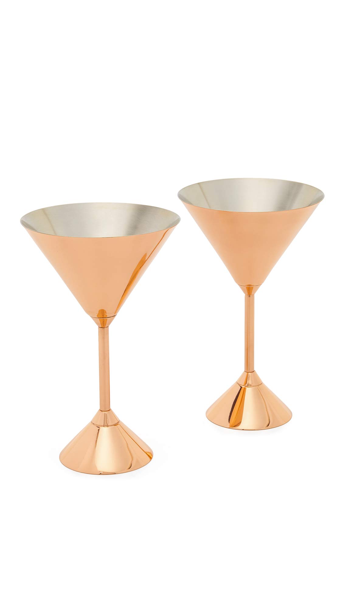 Tom Dixon Plum Martini Glasses Set - 4-Piece Copper Metallic Cocktail Glasses for Home Bar, Parties & Elegant Entertaining