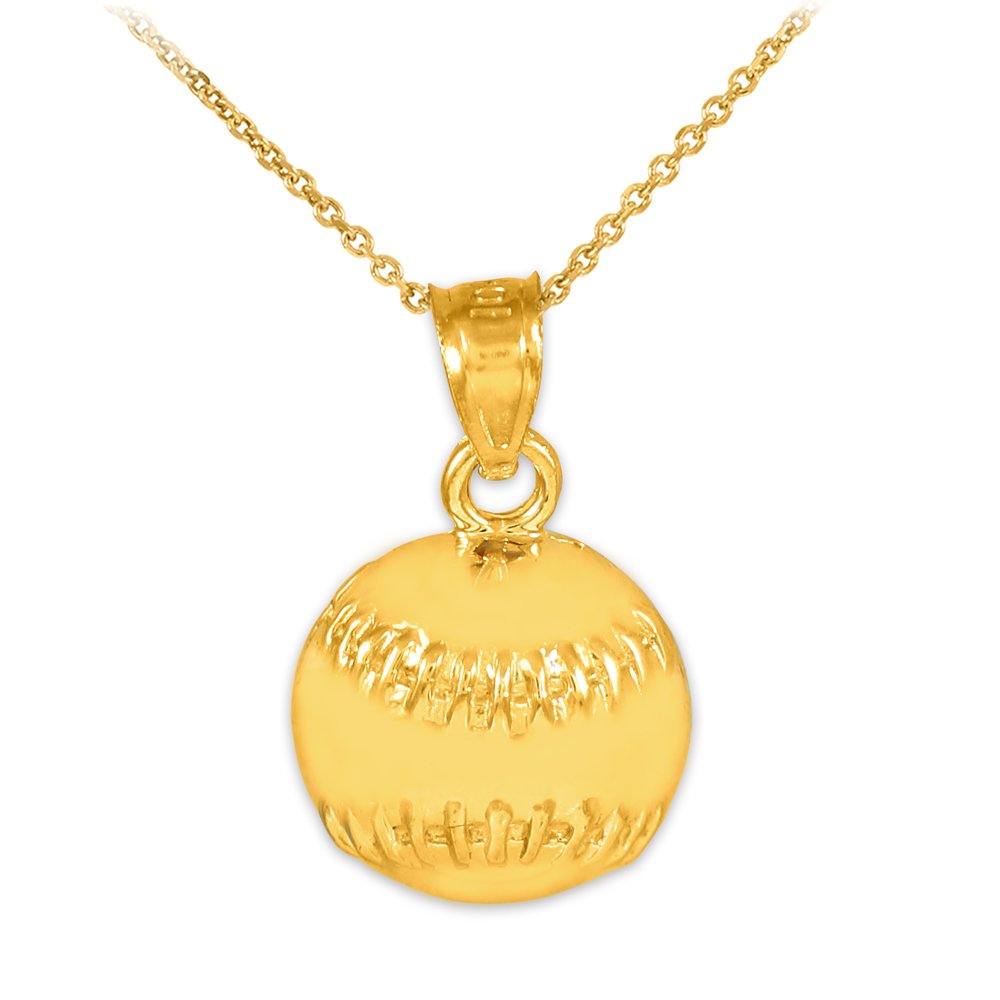10K Gold Baseball Pendant Necklace for Sports Fans & Gifts
