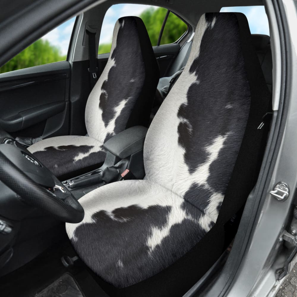 Premium Black and White Cowhide Print Car Seat Covers - Custom Fit for All Vehicles - Perfect Gift for Car Lovers (Model 210601) | Ideal for Road Trips, Daily Commutes, and Protecting Your Car Seats