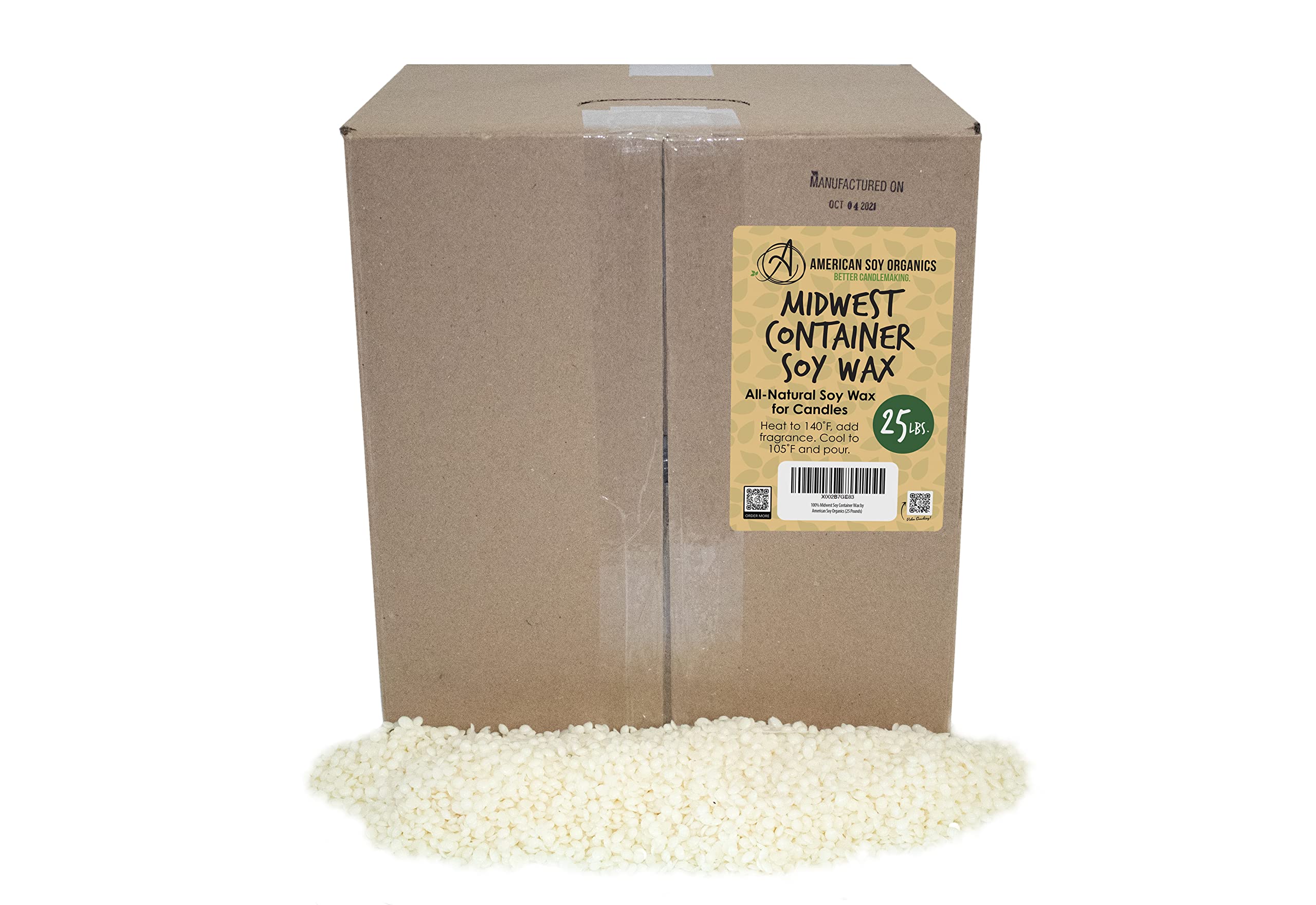 Premium 100% Natural Midwest Soy Wax Beads for Candle Making - Paraffin-Free & Beeswax-Free Candle Wax Supplies - Ideal for Container Candles, Tealights, Wax Melts & DIY Home Fragrance Projects (25 lbs) - Perfect for Aromatherapy, Relaxation & Home Decor