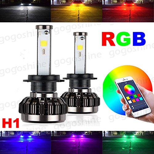 Torofibi H1 2-in-1 Auto LED Headlight Kit with Bluetooth RGB & Smartphone App Control - HZ-RGB Conversion for Cars, Trucks, Motorcycles - Perfect for Night Driving & Custom Lighting