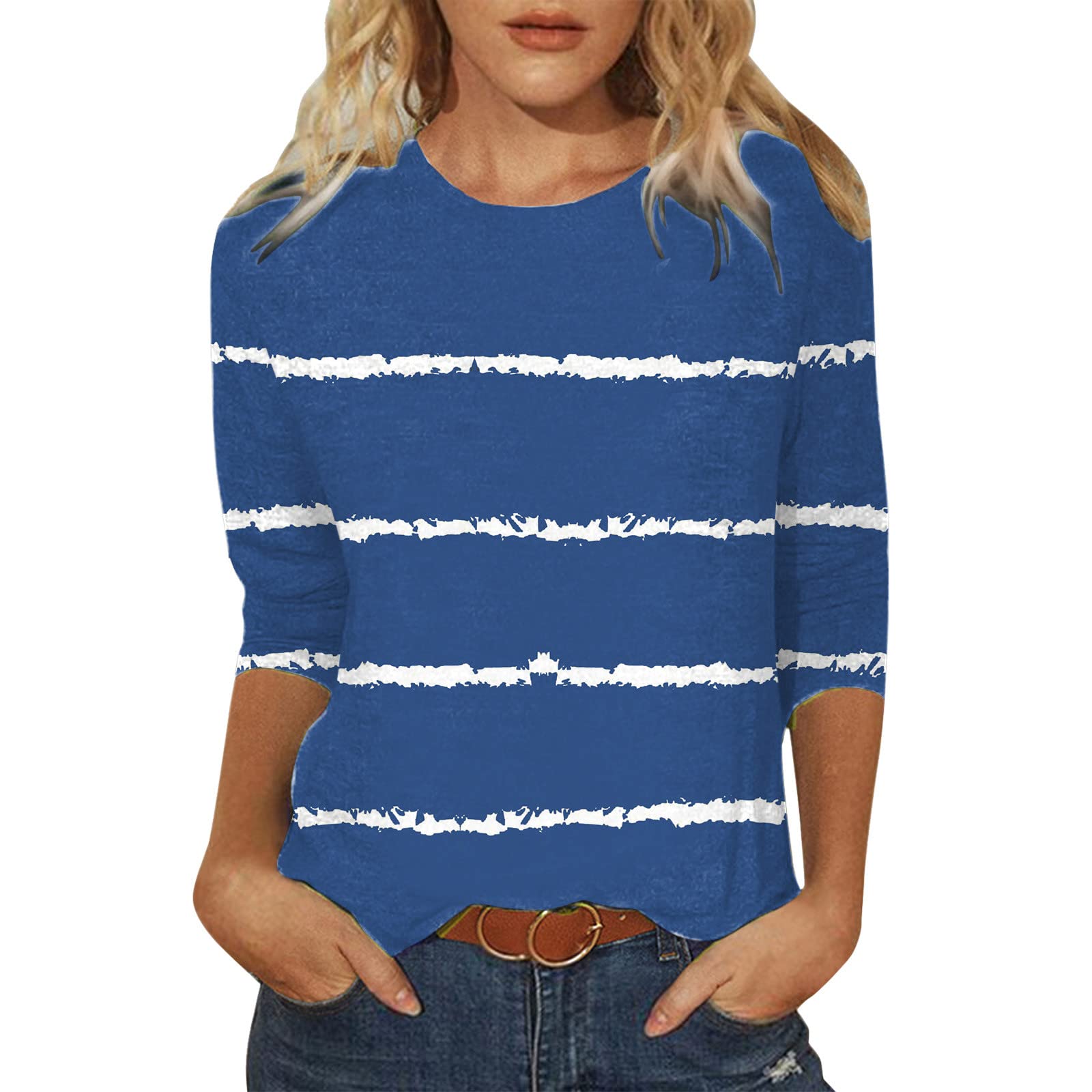Women's Casual Long Sleeve Crew Neck Tunic Tops - Mid Length Shirts for Women - Comfortable & Stylish Short T-Shirts for Everyday Wear, Work & Outings