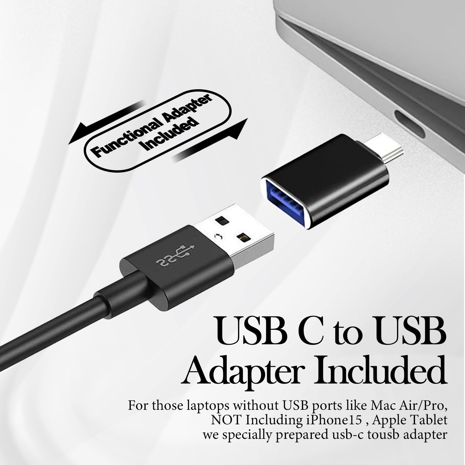 Premium Computer Speakers for Desktop PC & Laptop - High-Quality Monitor Speakers with Loud Clear Sound, Easy Volume Control & Secure Monitor Clamp (Includes USB-C to USB Adapter) - Perfect for Home Office, Gaming & Streaming (Black)