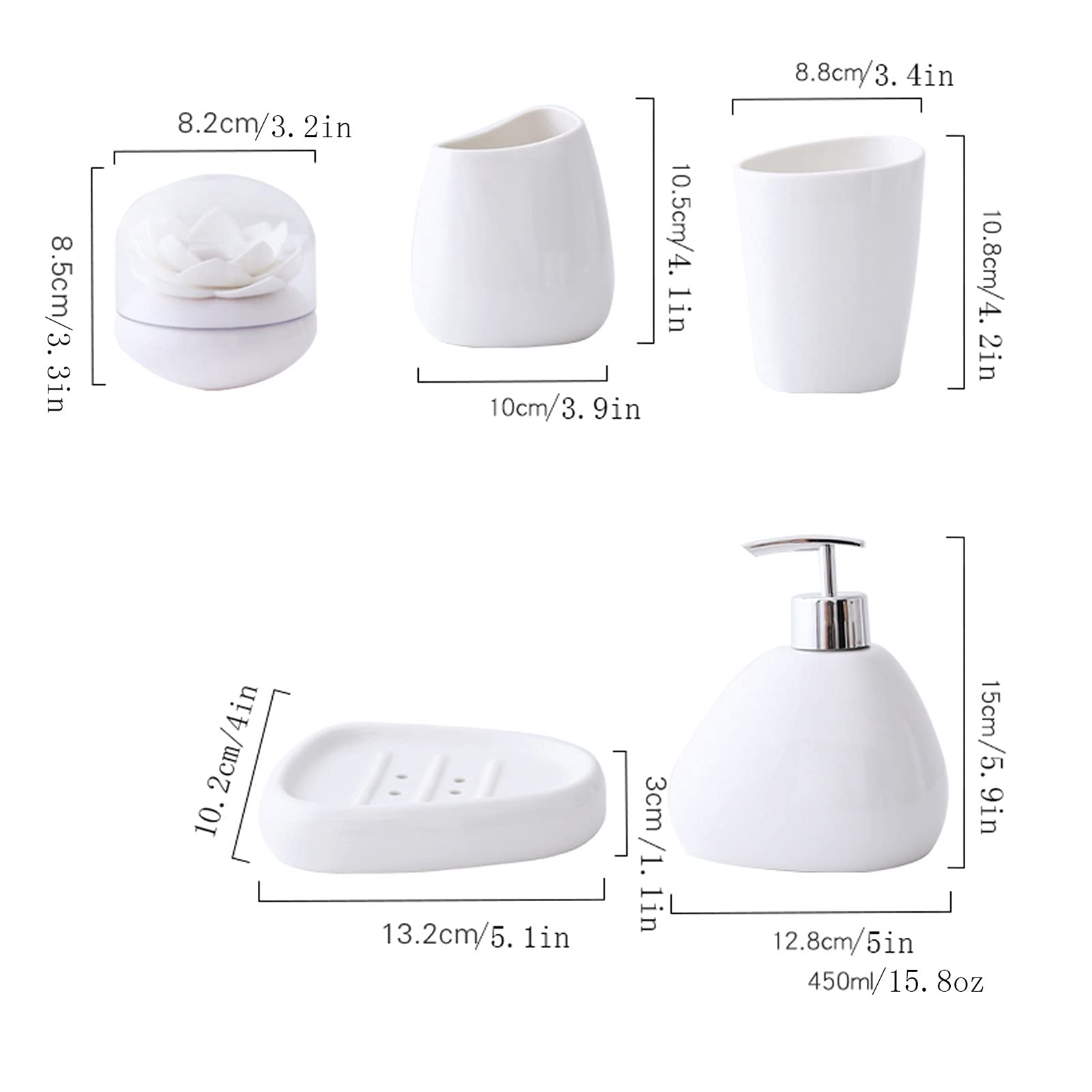 Refillable Ceramic Hand Soap Dispenser Set - Elegant Liquid Soap & Lotion Bottle for Bathroom, Kitchen & Hotel Use | Includes Soap Dish, Toothbrush Holder & Cotton Swab Organizer | Perfect for Home, Spa & Guest Bathroom Essentials