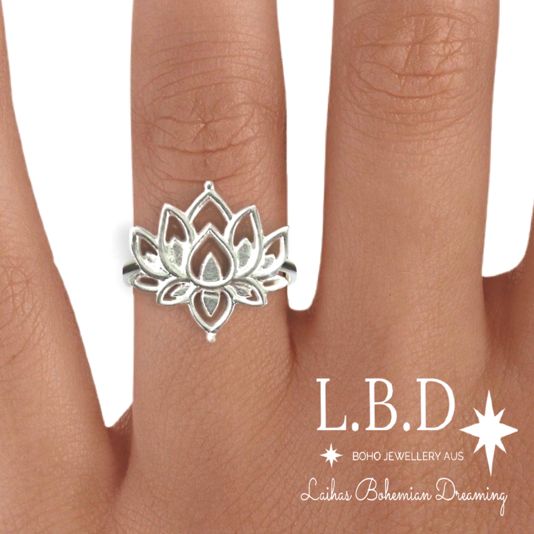 Boho Chic Sterling Silver Lotus Flower Ring for Women - Elegant Handmade Jewelry for Everyday Wear & Special Occasions