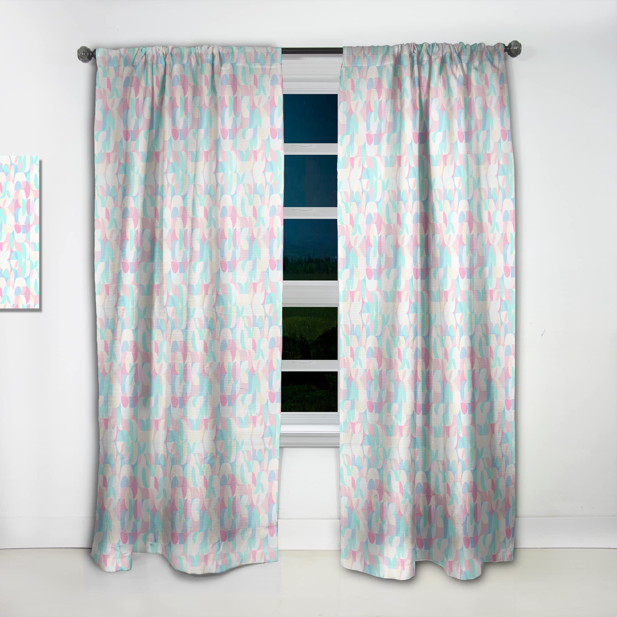 DesignQ Thermal Insulated Curtains - Geometric Wave Pattern Blackout Drapes for Bedroom & Living Room (52x90, Single Panel) - Perfect for Home Decor, Light Control & Privacy