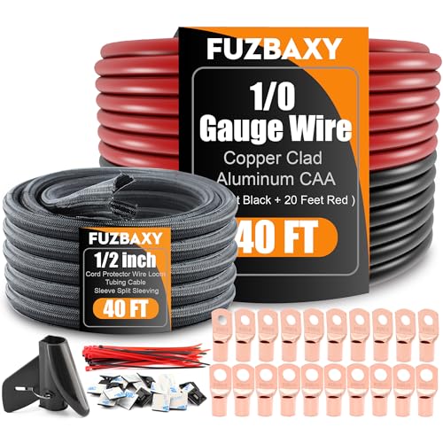 Black/Red-25Ft Each W/PET Braided Sleeving
