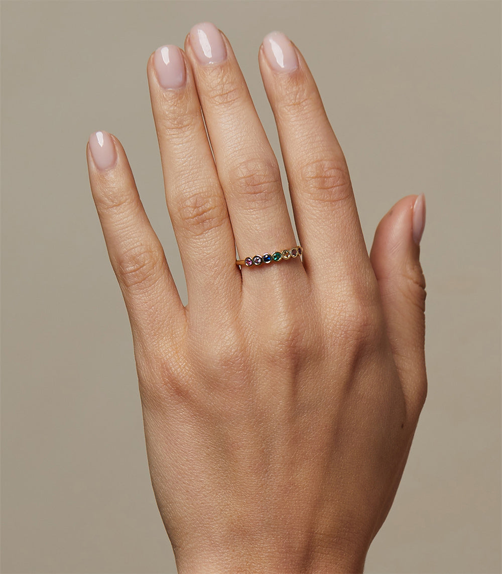 Aura Sapphire Unique Eternity Wedding Band - Vintage Inspired Engagement Ring for Women - Perfect for Proposals, Anniversaries & Special Occasions