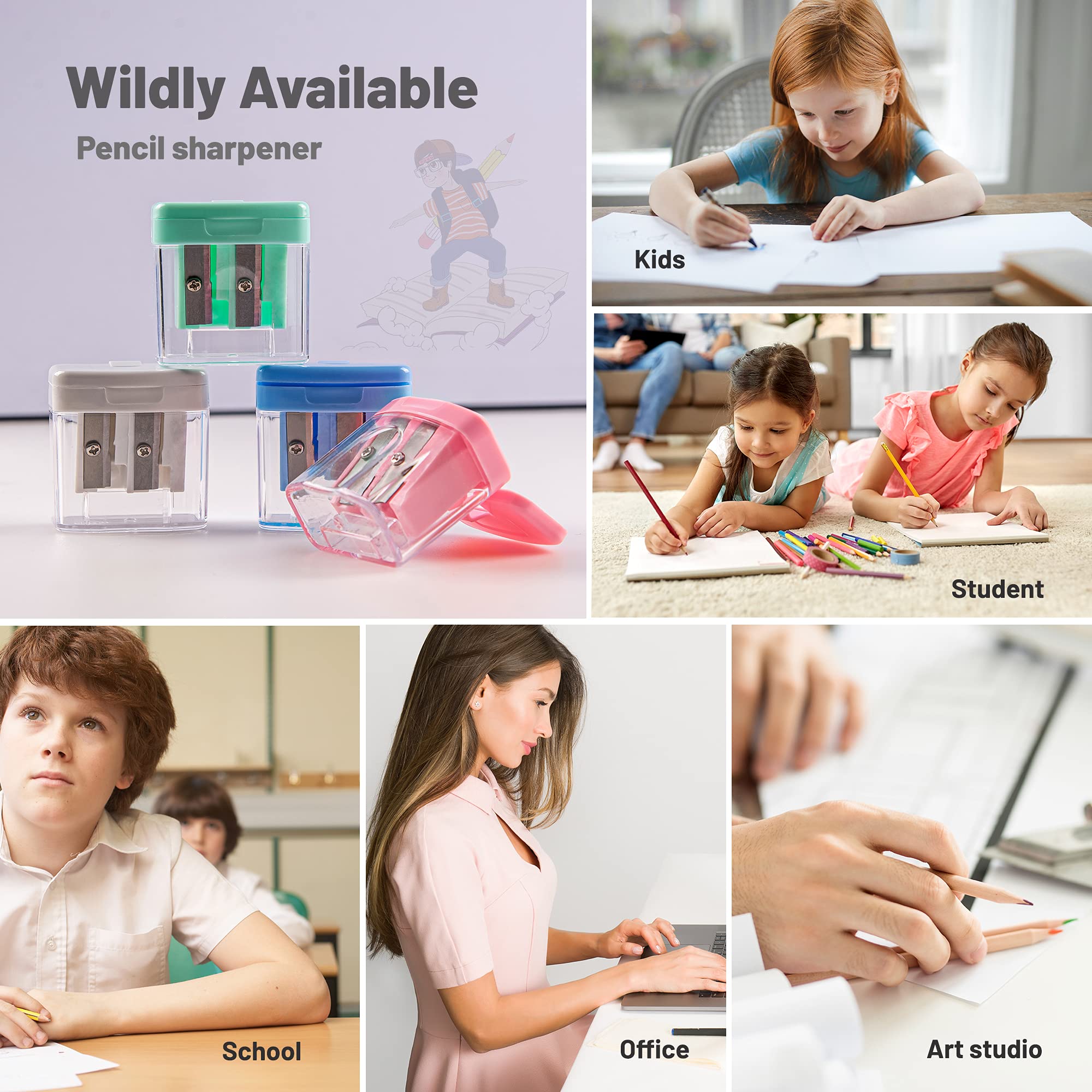 Golcellia 4-Pack Manual Pencil Sharpeners for Kids - Colorful Handheld Sharpeners for School, Classroom & Art Supplies | Perfect for Students, Teachers & Artists