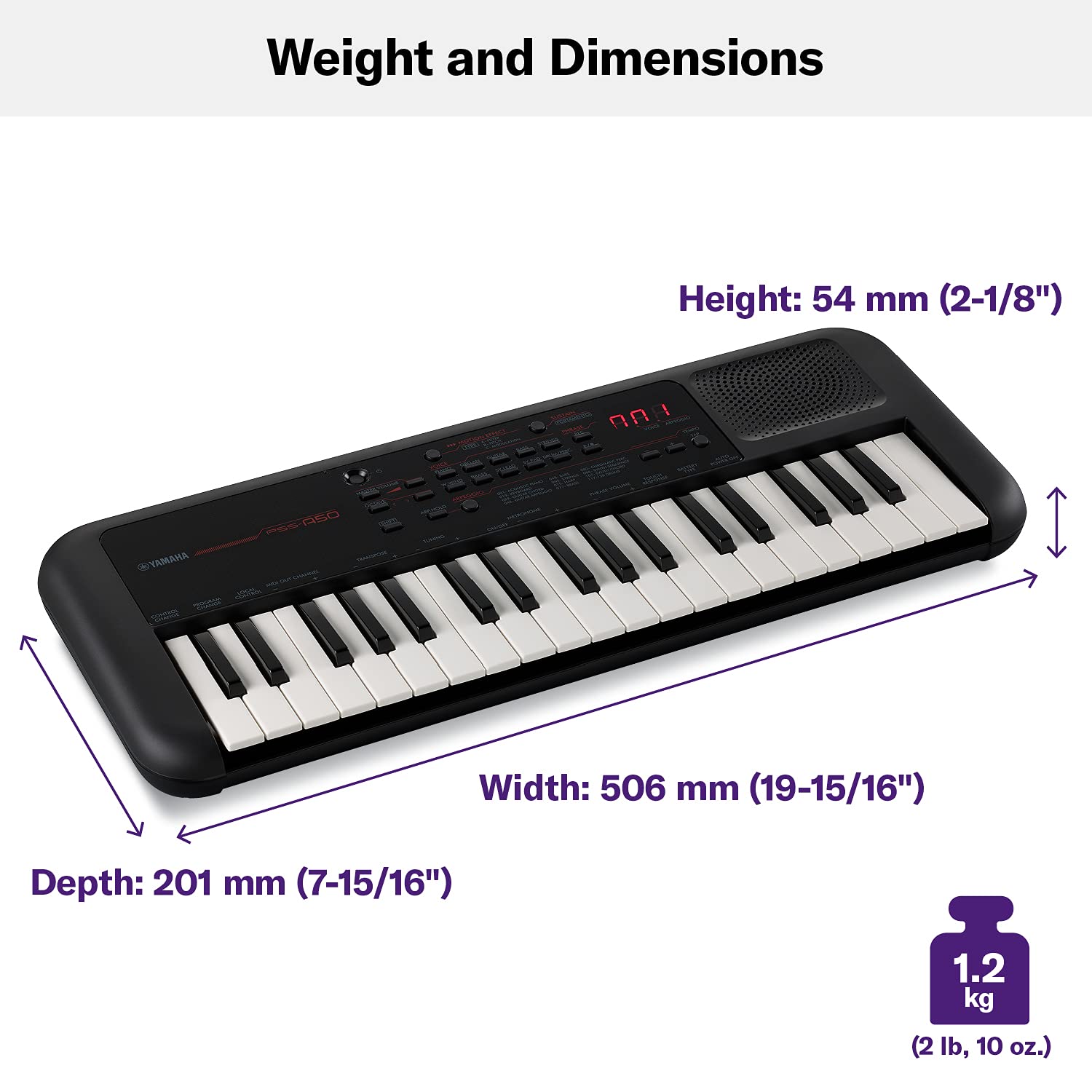 Yamaha PSS-A50 Mini-Key Portable Keyboard - 37 Keys, Built-in Speakers & Battery Powered - Perfect for Travel, Home Practice & Music Education