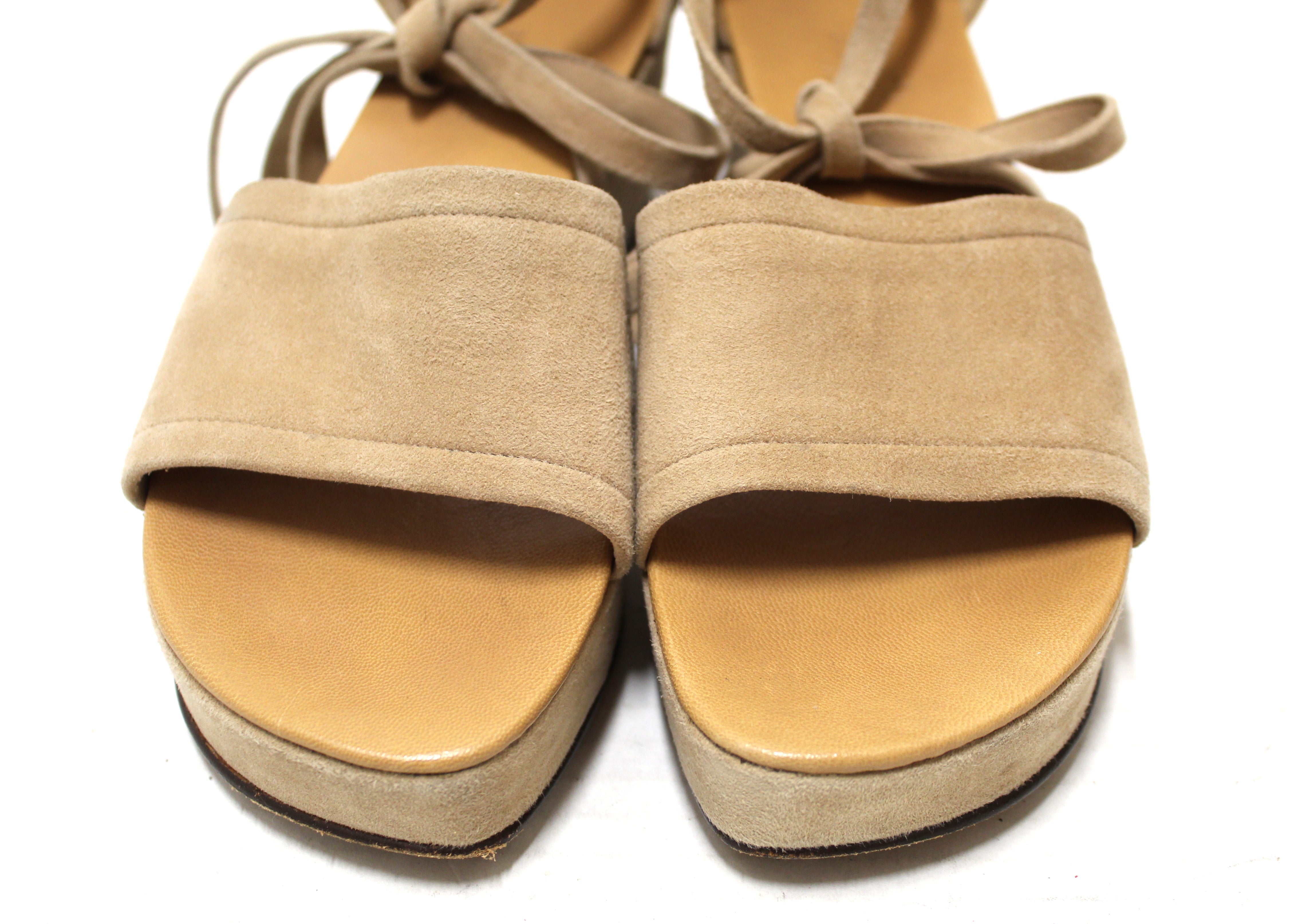 Authentic Hermes Beige Suede Leather Platform Sandals Women Size 36 | Luxury Designer Summer Shoes for Women | Perfect for Beach Vacations, Weddings & Date Nights