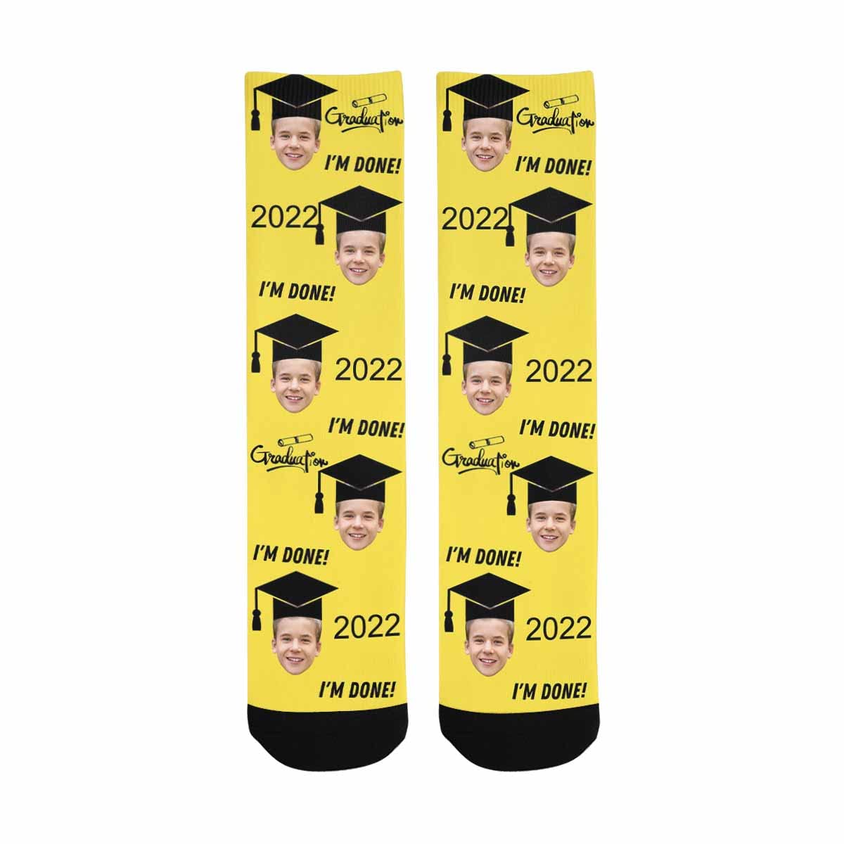 Custom Photo Socks for Graduation - Personalized Picture Socks for Men & Women - Unique Graduation Gift 2021 - I'm Done Crew Socks - Perfect for Graduation Parties, School Events & Funny Gifts