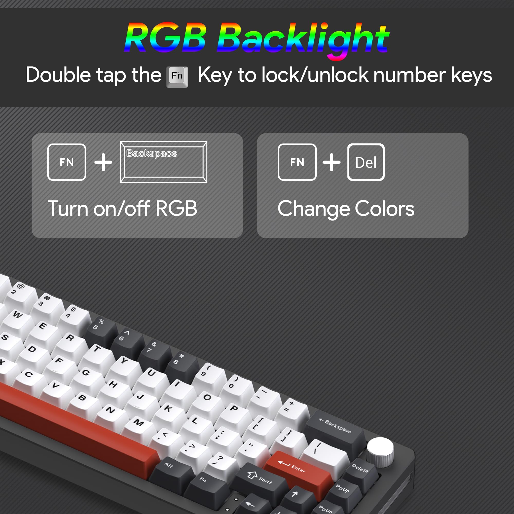 EMB Nabi Series NB1 65% Wireless Mechanical Gaming Keyboard - 66 Keys, CNC Aluminum Frame, RGB Backlit, Hot-Swappable Switches, 4600mAh Battery, Milk Linear Switches, Wired/Bluetooth/2.4G Connectivity (Black) | Perfect for PC Gaming, Office Work & Typing Enthusiasts