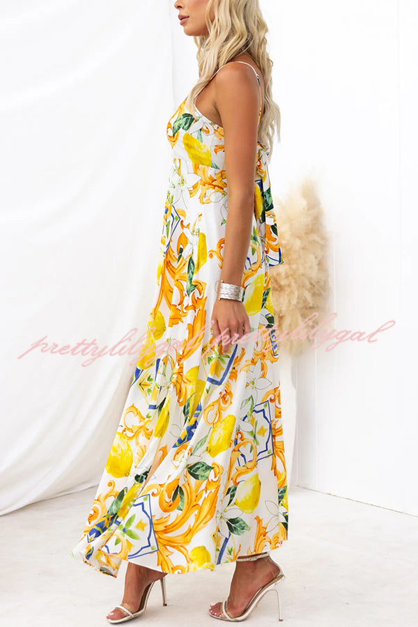 Summer Crush Abstract Print Back Tie-Up Maxi Dress - Flowy Beach Cover Up, Boho Festival Outfit & Casual Summer Dress for Women