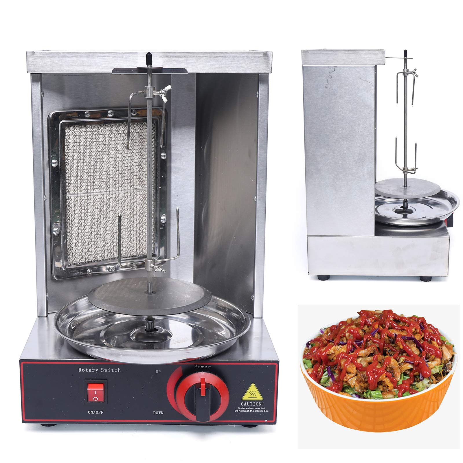 Commercial Stainless Steel Vertical Rotating LPG Gas Doner Kebab Machine - Heavy Duty Shawarma Grill Oven for Smokeless BBQ & Meat Roasting | Perfect for Restaurants, Food Trucks, and Home Kitchens