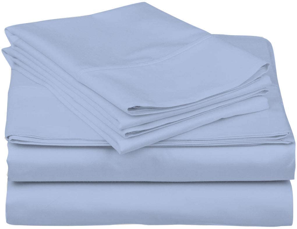 800 Thread Count 4-Piece King Size Bed Sheet Set - 100% Egyptian Cotton, Sky Blue, Long Staple Soft Cotton, Deep Pocket Fits Mattress Up to 24