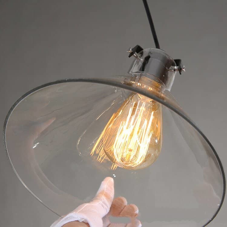 Clear Glass Hanging LED Pendant Light - Modern Minimalist Ceiling Fixture for Kitchen Island, Dining Room, Bedroom & Living Room Lighting