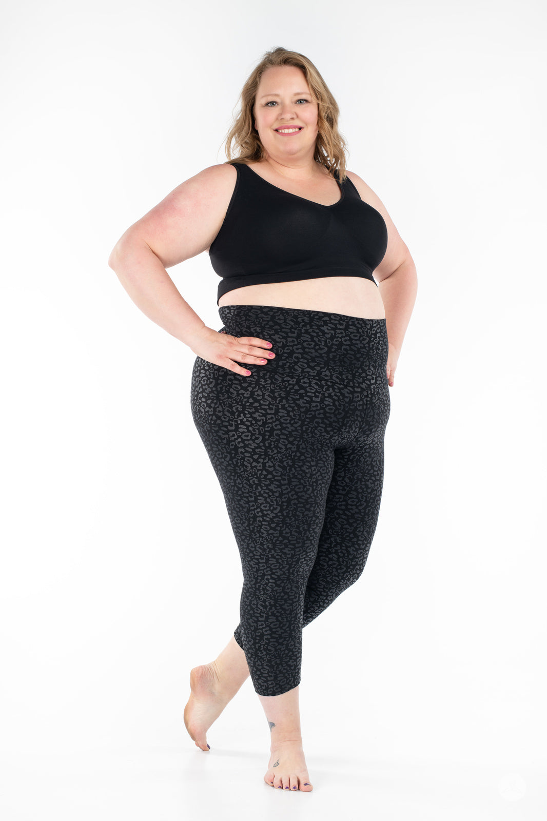 Onyx High Waist Wide Band Yoga Crops - Stretchy Workout Leggings for Women, Perfect for Yoga, Gym & Lounge Wear