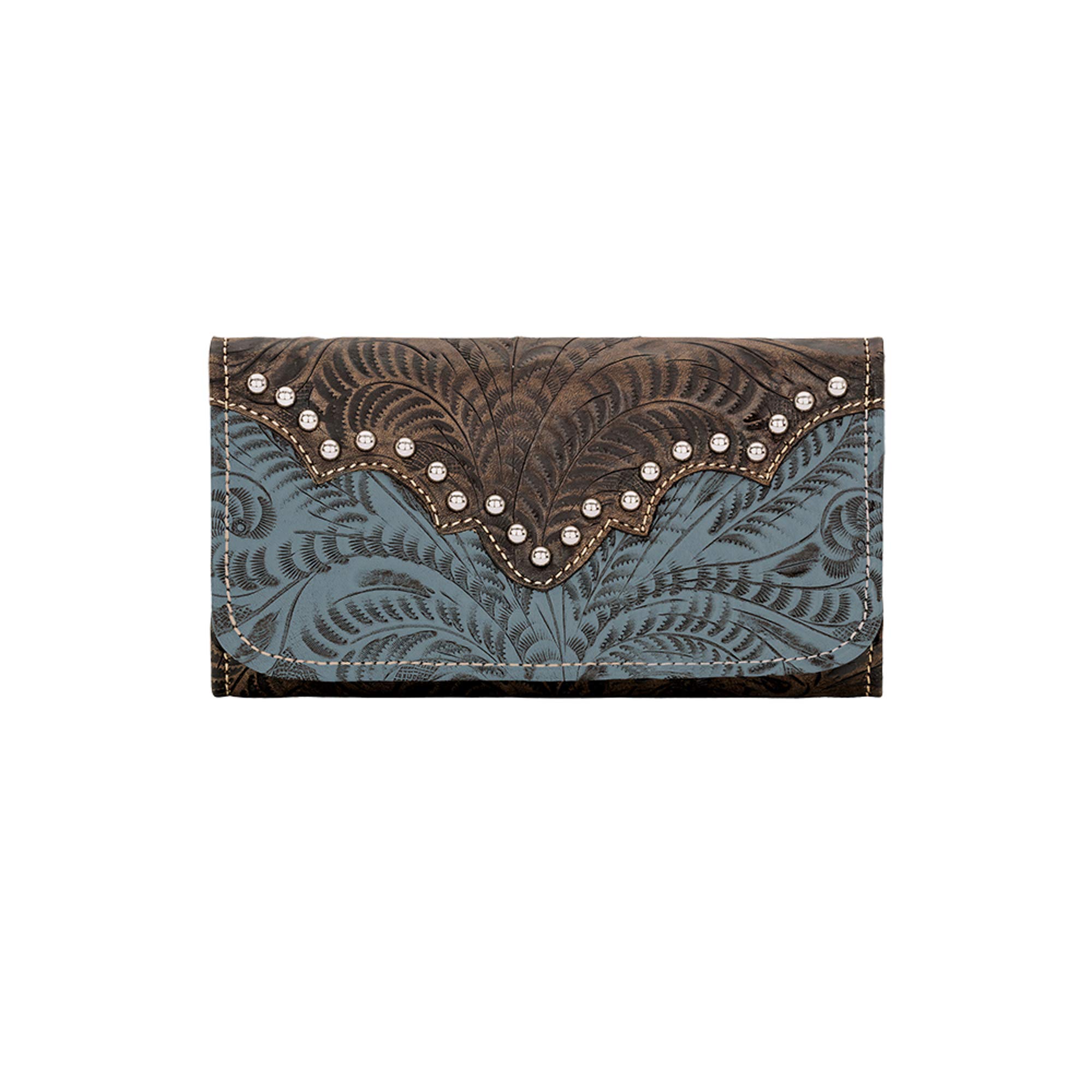 American West Women's Genuine Leather Tri-Fold Wallet with RFID Protection - Stylish Billfold Organizer for Credit Cards, Cash & ID - Perfect for Everyday Use, Travel & Gift Giving