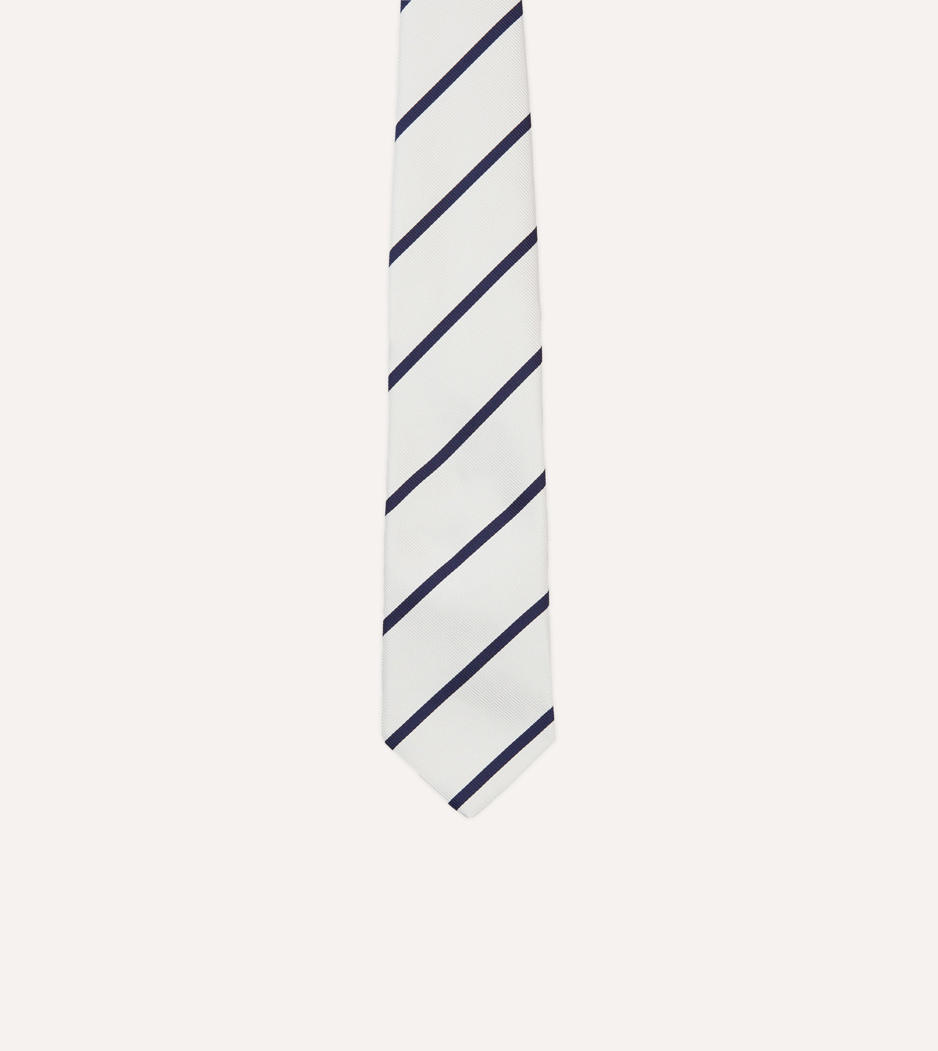 Premium White and Navy Striped Repp Silk Tipped Necktie - Elegant Business Attire & Formal Occasions