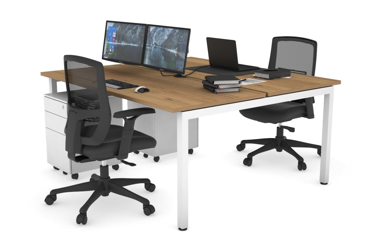 Quadro Square Legs 2 Person Office Workstation Desk - 1200L x 700W Modern Shared Workspace Solution for Home & Business Offices