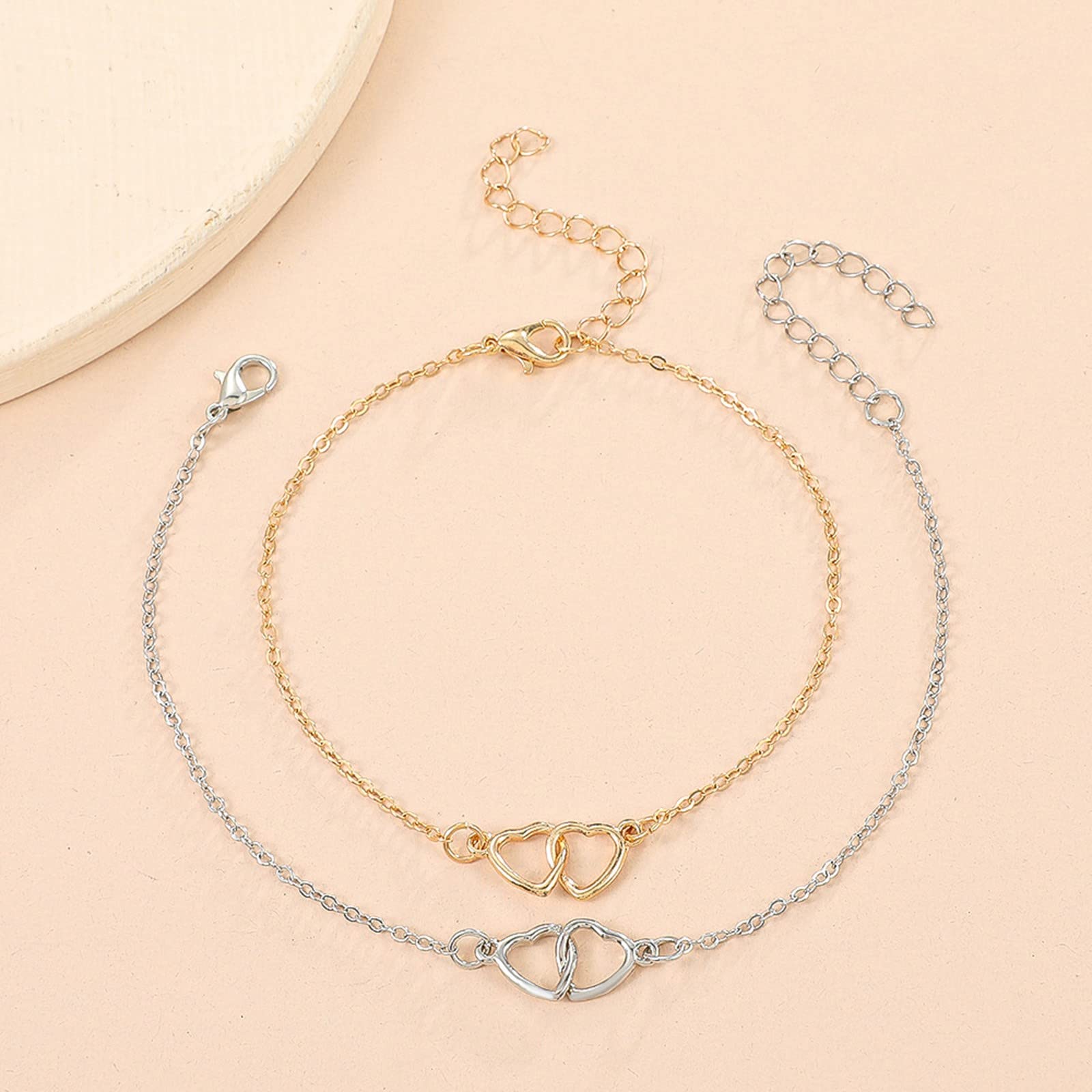 JMEDITIC Simple Love Heart Anklet for Women - Elegant Hollow Heart Design Gold Ankle Bracelet - Perfect for Beach, Summer, Boho Style & Everyday Wear (One Size)