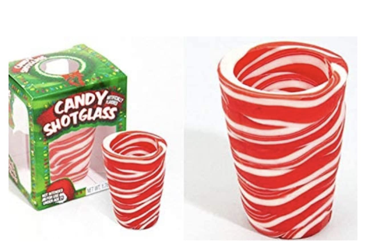 Swirled Red & White Peppermint Candy Shot Glasses - Pack of 9 | Fun Holiday Party Cups for Christmas Cocktails & Desserts