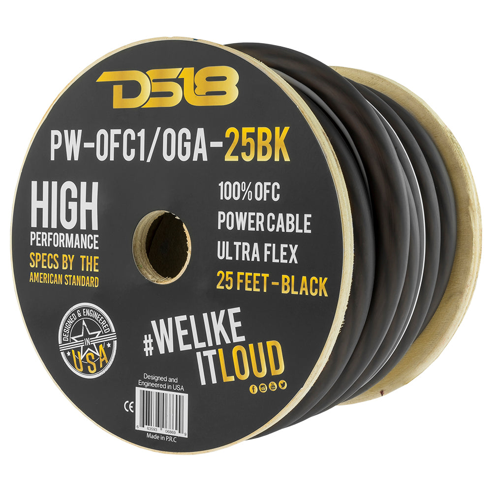 1/0 GA 100% Oxygen-Free Copper (OFC) Grounding & Power Cable - 25 Feet for Car Audio, Solar Panels, and Electrical Wiring