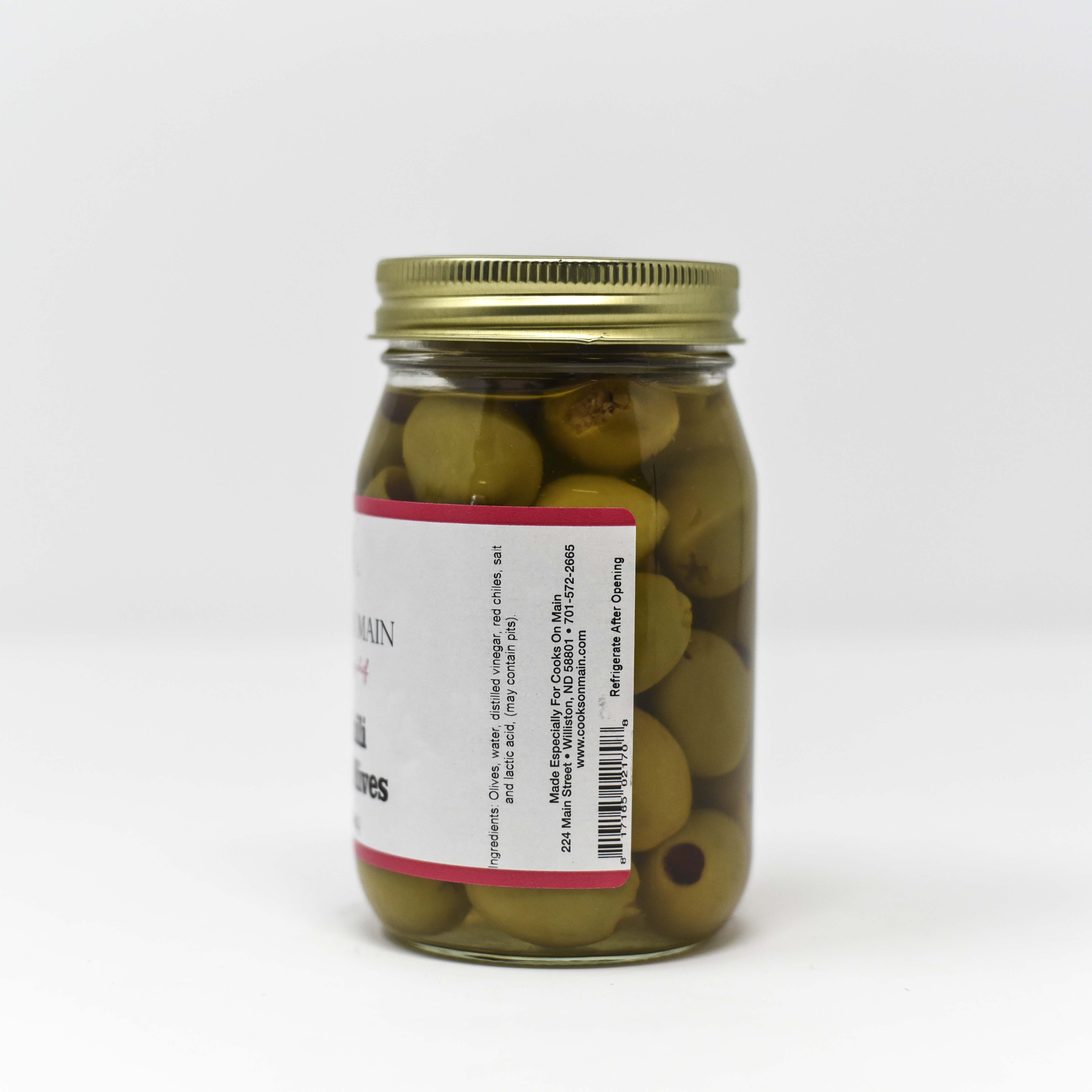 Spicy Red Chili Stuffed Olives - Premium Gourmet Stuffed Olives for Cocktails, Charcuterie Boards & Mediterranean Cooking (8oz Jar) - Perfect for Martini Garnish, Snacking & Party Platters