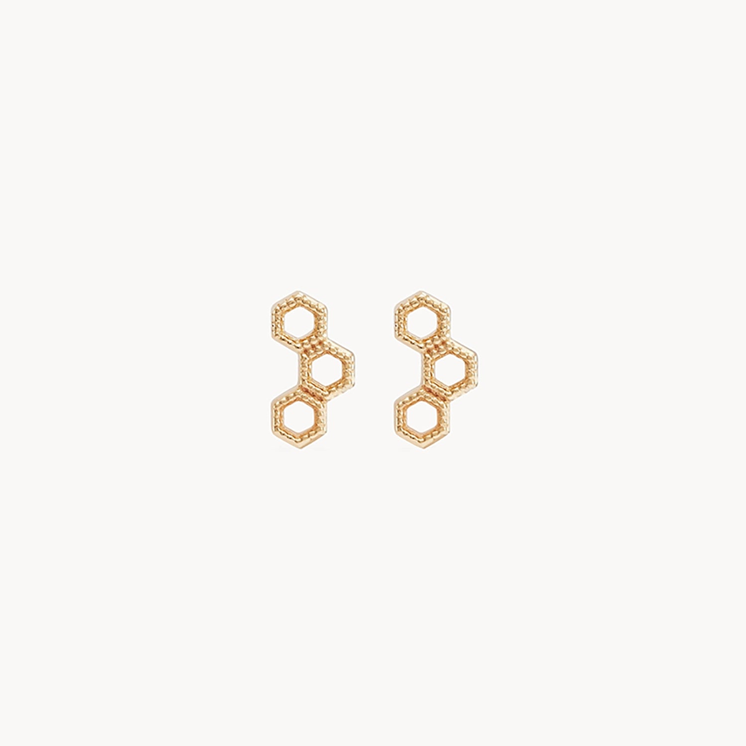 14K Yellow Gold Honeycomb Earrings - Elegant Beehive Design Jewelry for Women, Perfect for Everyday Wear & Special Occasions