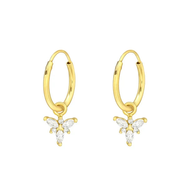 Gold Hanging Butterfly Hoop Earrings for Women - Elegant Dangle Ear Jewelry for Party, Wedding & Everyday Wear