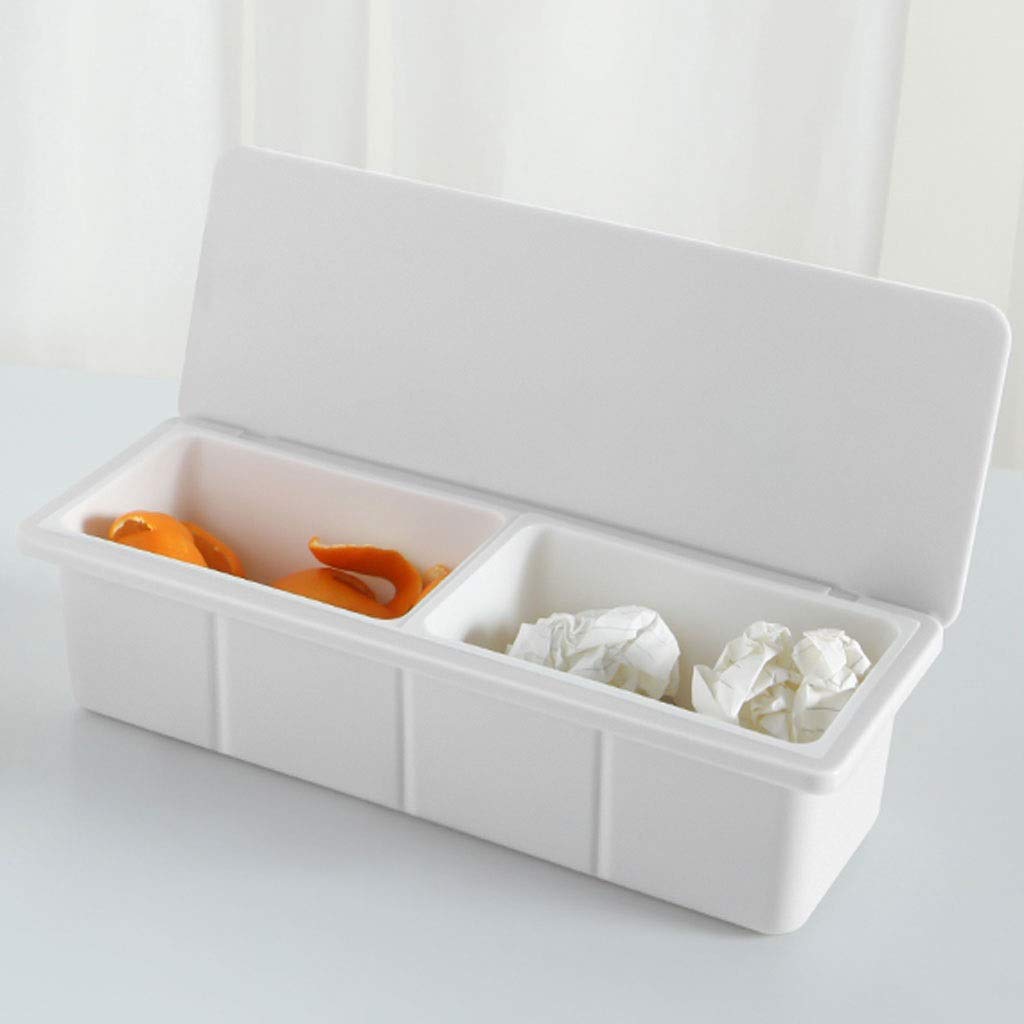 Small Plastic Rectangle Desktop Trash Can - Double Layer Wastebasket with Compartment for Office, Kitchen Countertop & Home Use | Space-Saving Tiny Garbage Bin for Paper, Food & Recycling