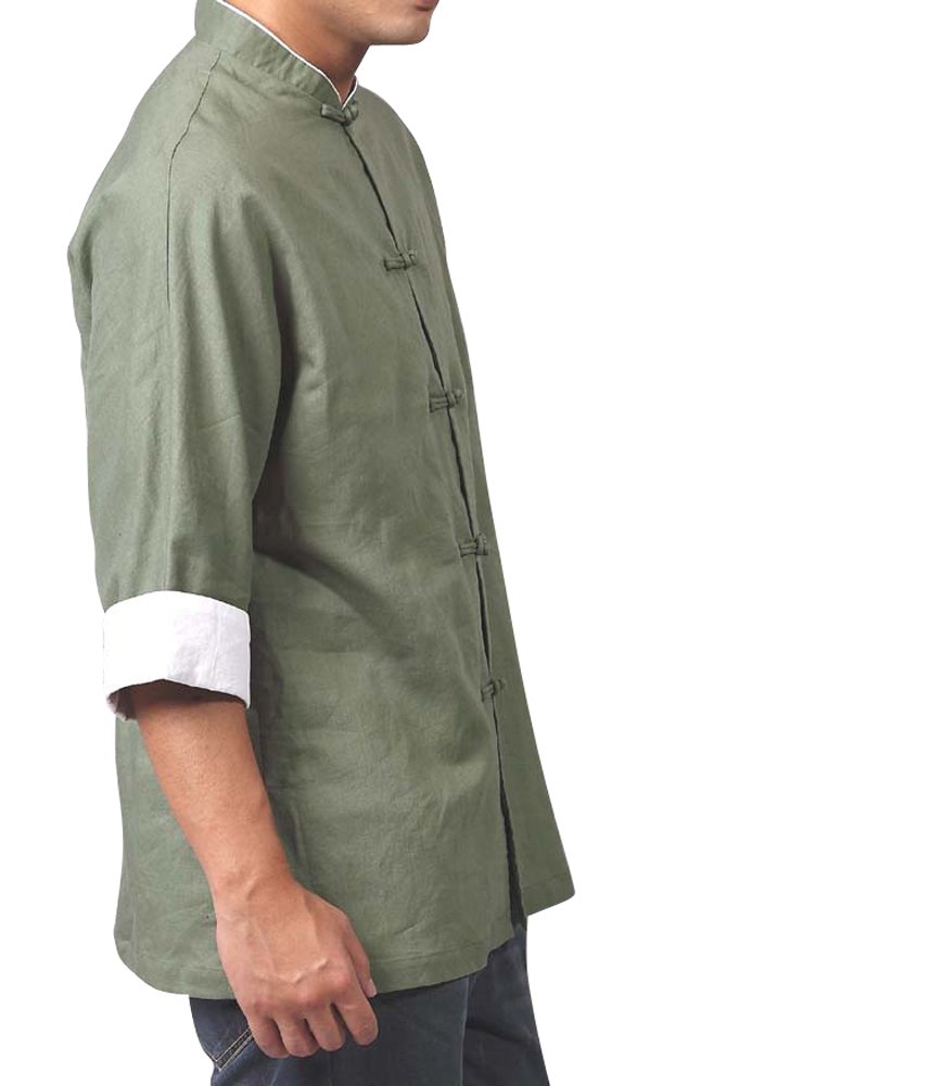 KATUO Men's Traditional Linen Flax Shirt - Breathable Summer Casual Shirt for Outdoor Activities & Travel