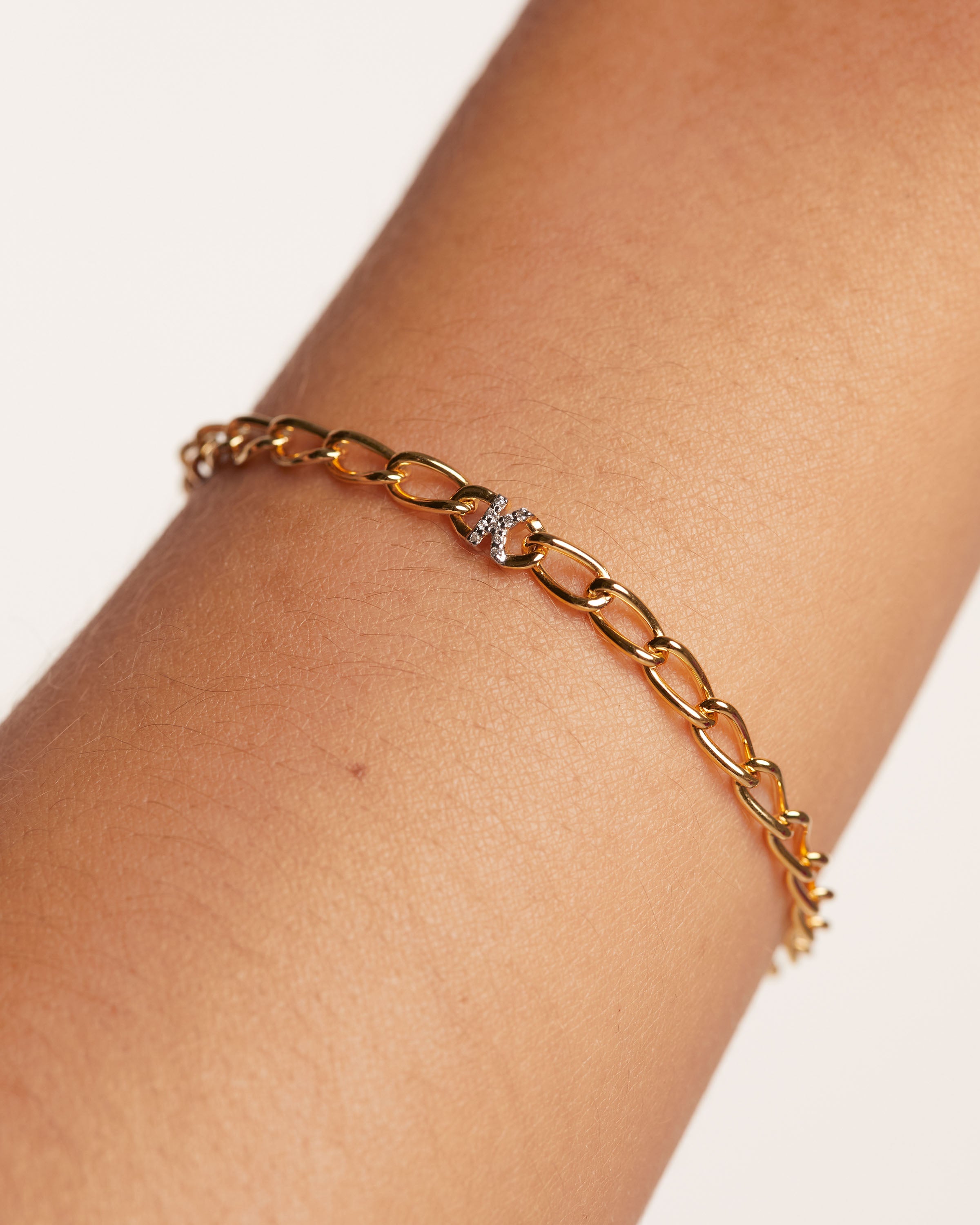 Letter K Chain Bracelet for Women - Gold & Silver Initial Alphabet Jewelry Gift for Her - Perfect for Birthday, Anniversary & Everyday Wear