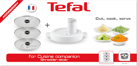 Tefal i Companion XL Shredder Slicer Attachment XF3851 - Food Processor Accessory for Vegetables, Cheese & More - Perfect for Meal Prep & Healthy Cooking