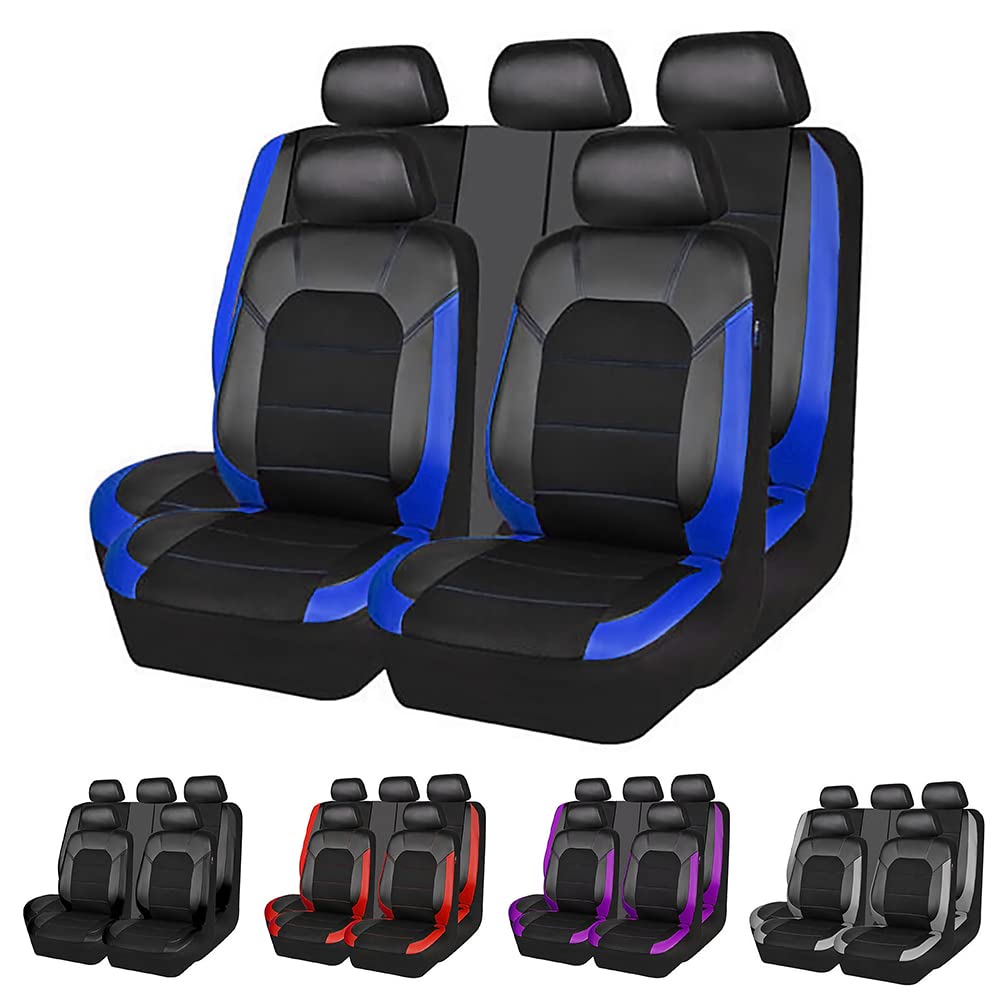 Premium PU Leather & Cloth Car Seat Cover for Volkswagen Alhambra 5-Seater - Comfortable Front Seat Protector in Blue | Perfect for Daily Commute, Road Trips & Family Travel