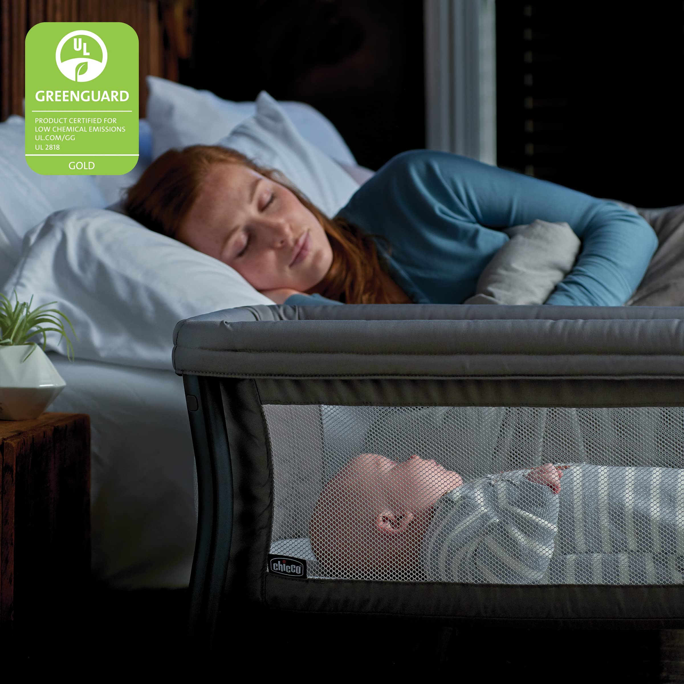 Chicco LullaGo Anywhere Portable Bassinet - Lightweight Travel Crib with Waterproof Mattress & Carry Bag | Space-Saving Design for Newborns | Perfect for Home, Travel & Outdoor Use (Sandstone/Grey)