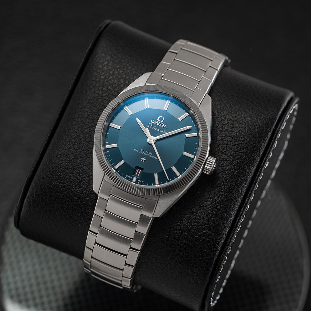 Omega Constellation Globemaster Co-Axial Master Chronometer 39mm Blue Dial Men's Watch on Stainless Steel Bracelet - Luxury Dress Watch for Business & Formal Occasions