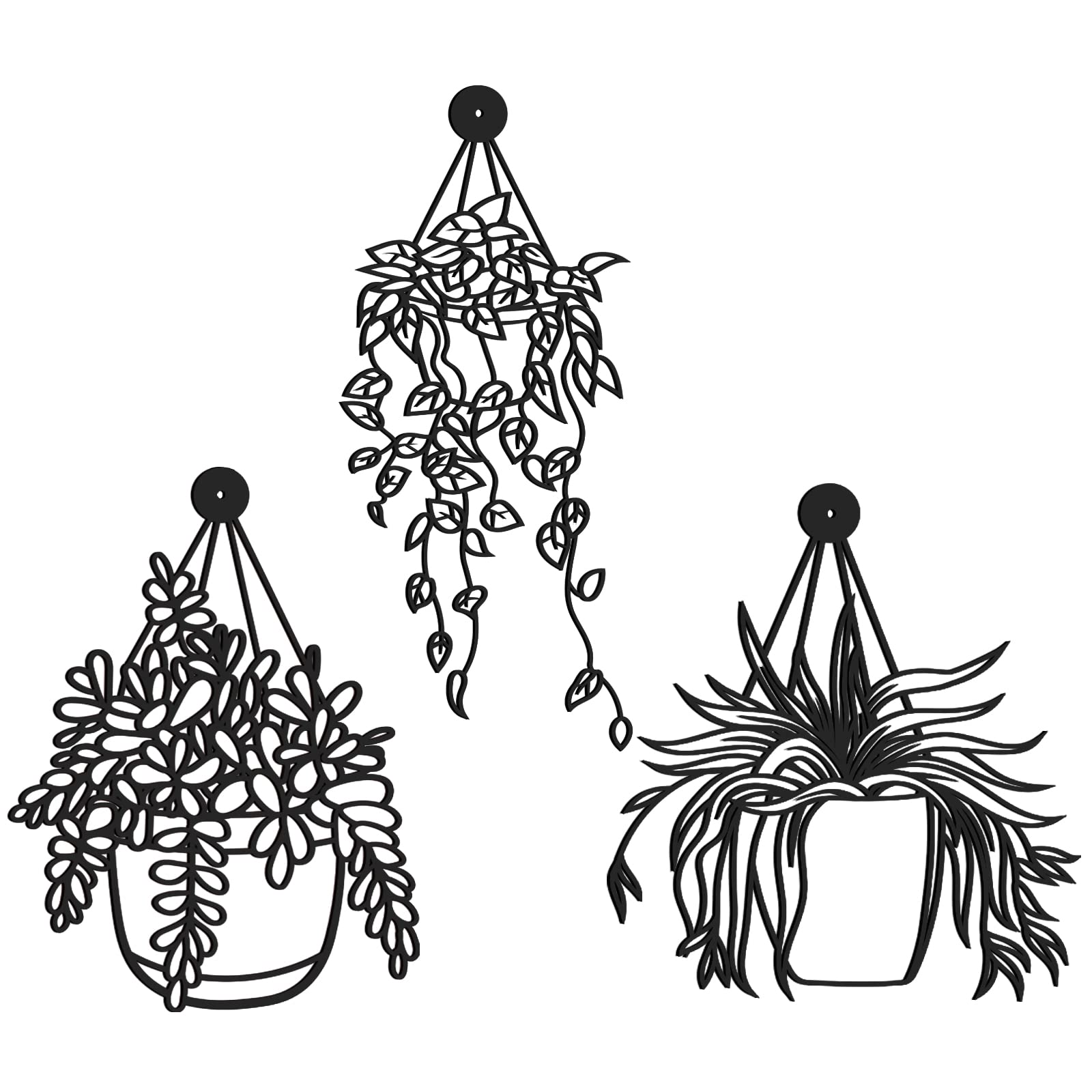 3-Pack Black Metal Flower Wall Art Vases - Modern Sculptural Decor for Bathroom, Kitchen, Bedroom & Living Room | Indoor Hanging Wall Décor for Home & Office Spaces