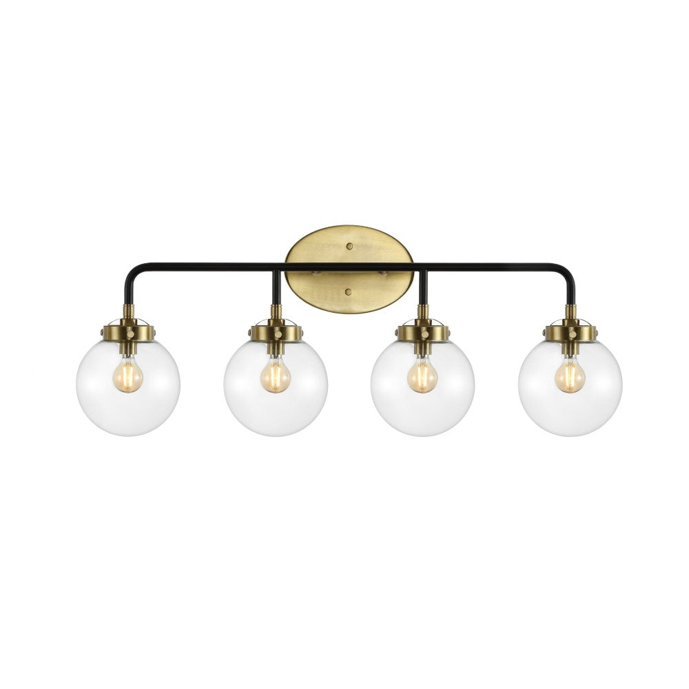 Caleb Brass Vanity Wall Sconce with Clear Glass Shade - Elegant Bathroom Lighting for Mirror, Vanity, and Dressing Area