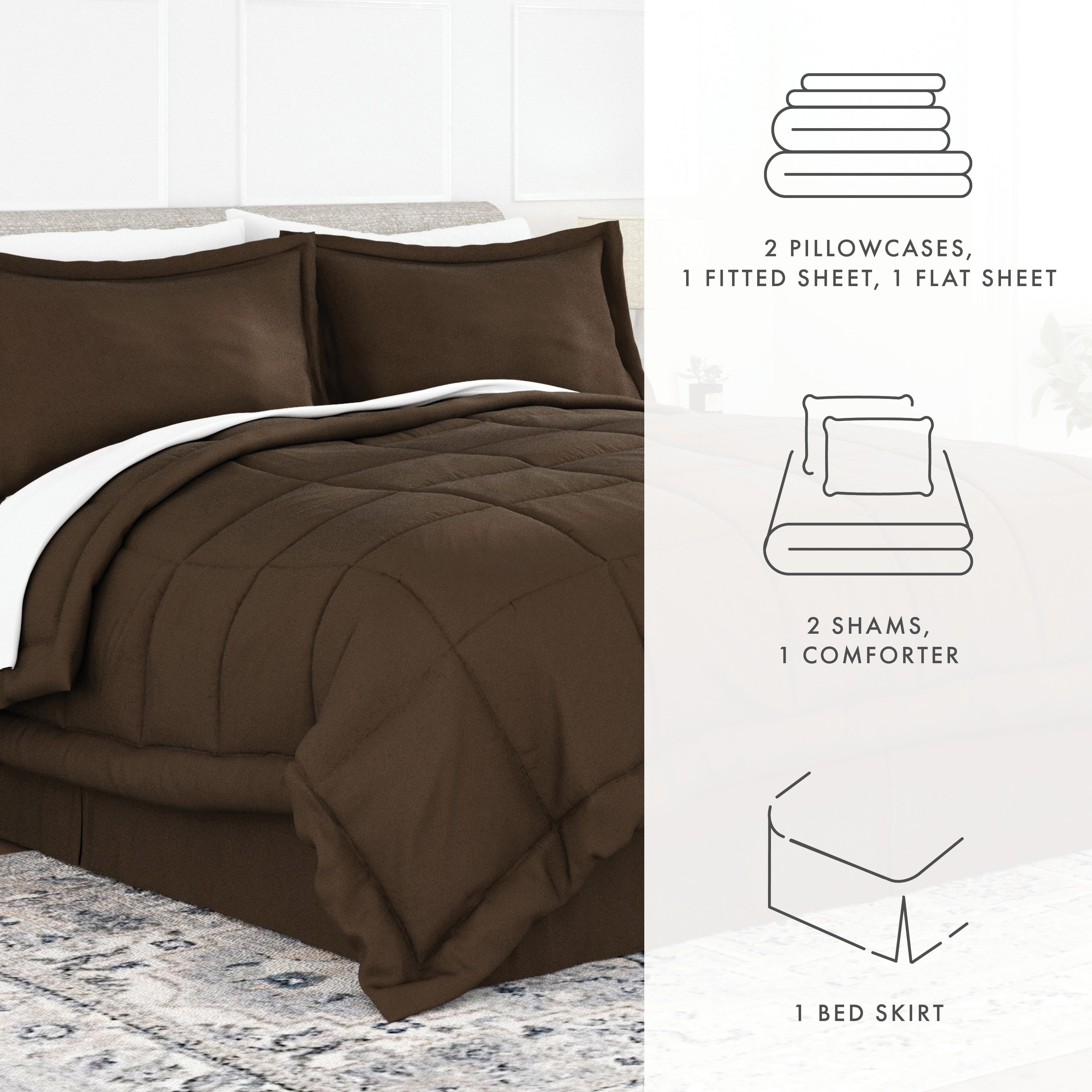8-Piece Down Alternative Comforter Set - Hypoallergenic & Breathable Bedding Collection for All Seasons | Perfect for Master Bedroom, Guest Room, and Dorm Comfort