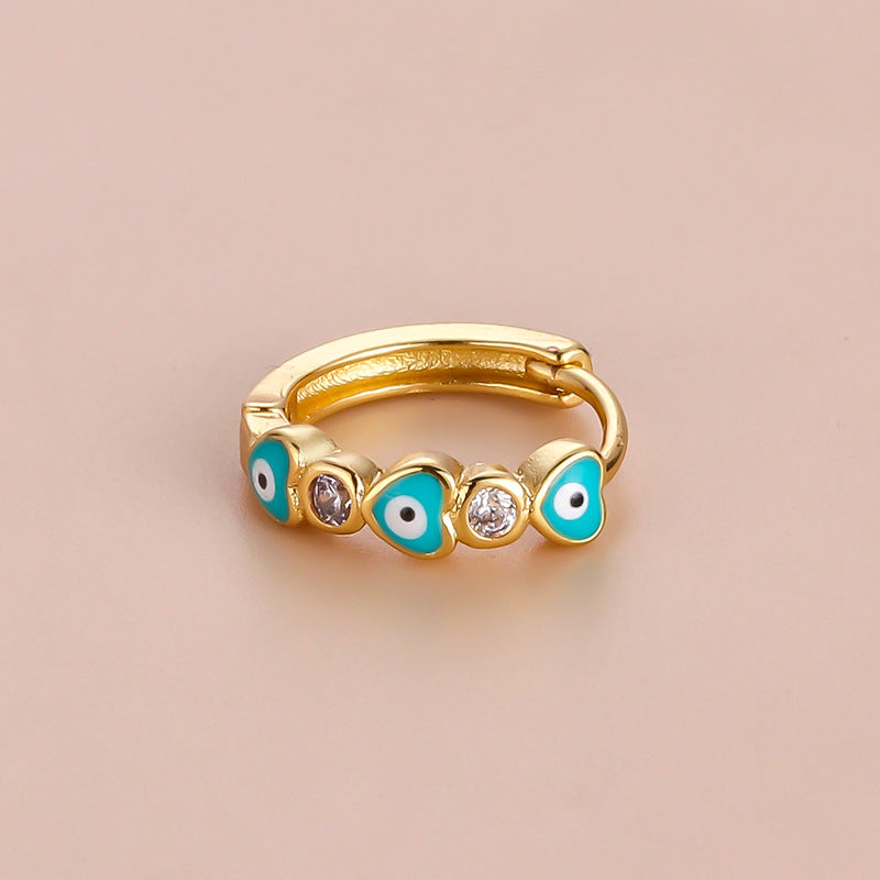 18K Gold Cartilage Hoop Earrings - Boho Enamel Evil Eye Earrings for Women | Trendy Dainty Piercing Jewelry | Perfect for Everyday Wear, Parties & Gifts (HSPJ750)