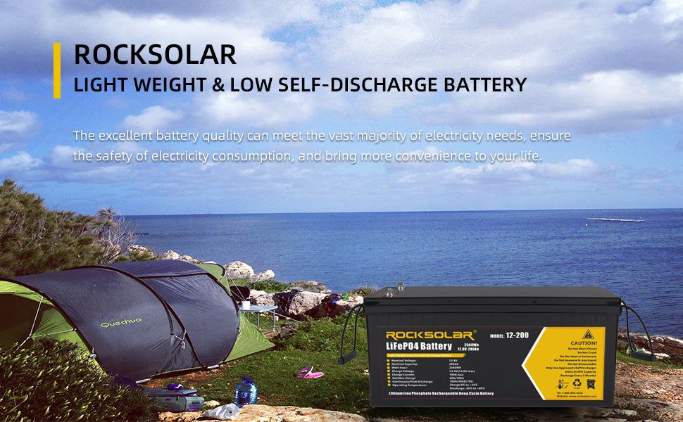 12V 200Ah LiFePO4 Deep Cycle Battery - Rechargeable Lithium Iron Phosphate Battery for Solar Power, RV, Marine, Off-Grid & Backup Power Systems
