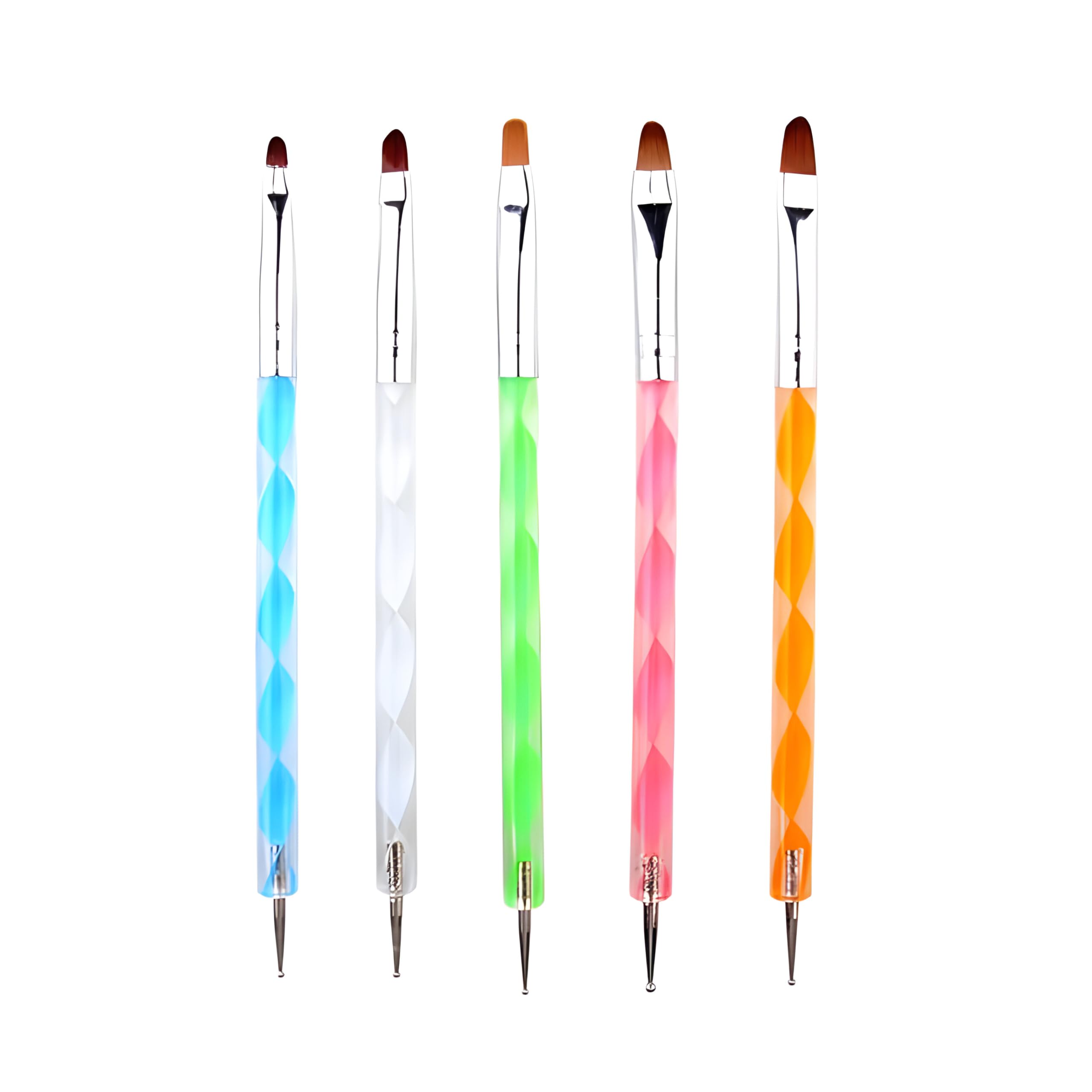 VINTAGER 5Pcs Professional Nail Art Pen Set - Double Headed Dotting & Carving Tools for Acrylic Nails, Gel Polish, Nail Art Design - Perfect for Home Salon & Professional Nail Technicians
