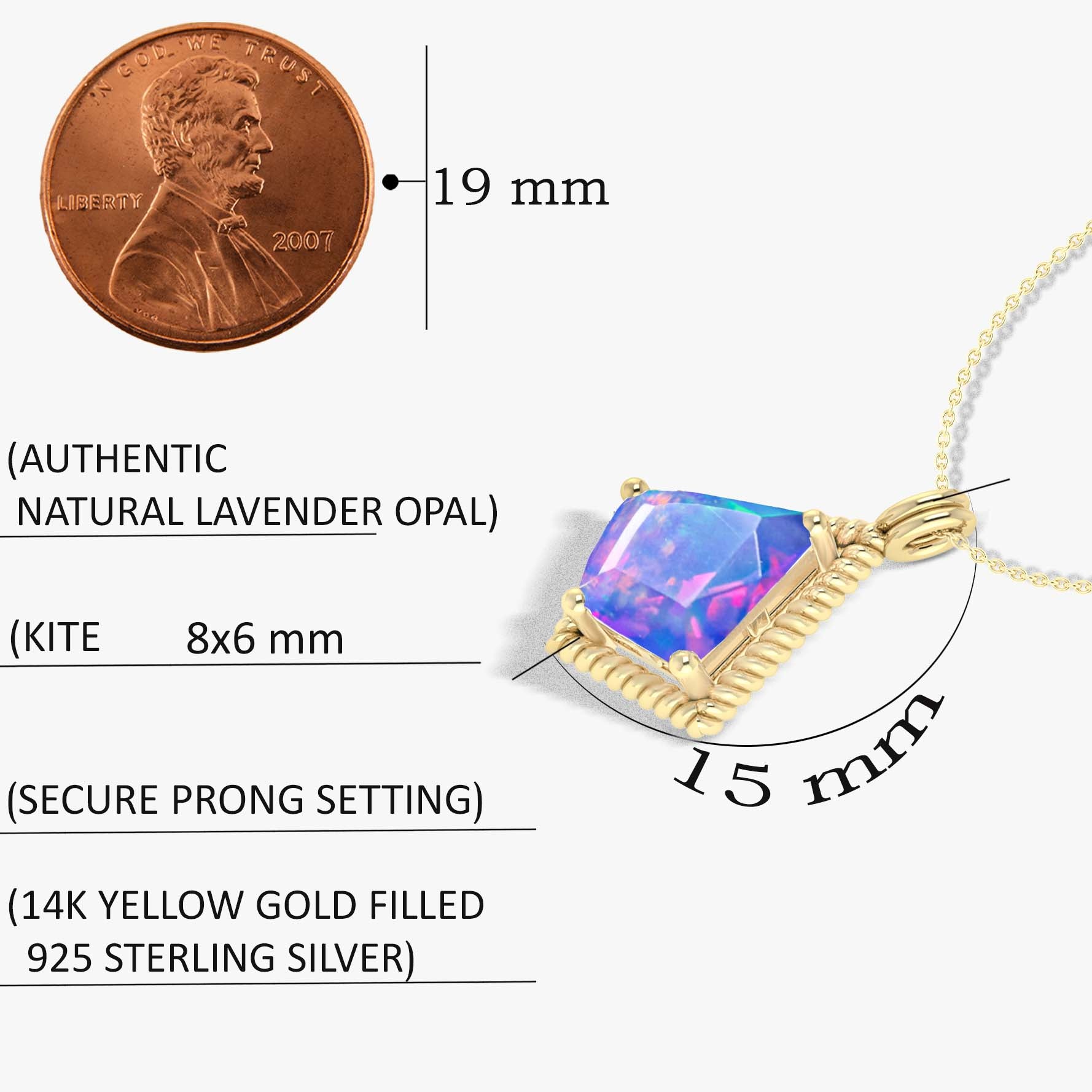 Natural Lavender Opal Kite-Shaped Pendant Necklace - Dainty Gemstone Jewelry for Women, Gift for Her, Perfect for Date Night & Special Occasions