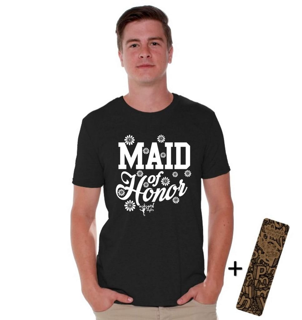Awkwardstyles Maid of Honor T-Shirt - Funny Bridesmaid Gift for Wedding Party - White Cotton Tee with Bonus Bookmark - Perfect for Bachelorette Parties & Bridal Showers