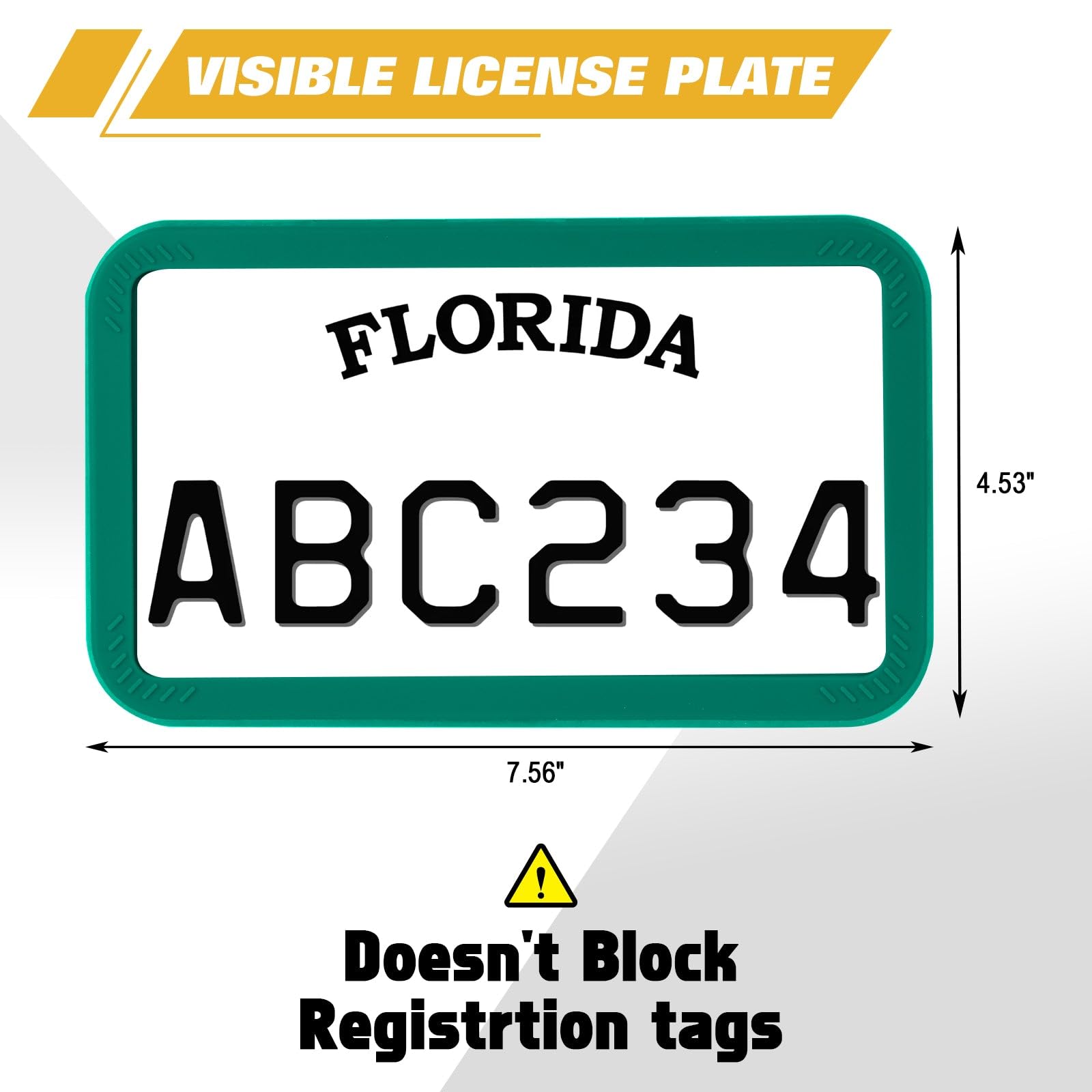 Xotic Tech Motorcycle Silicone License Plate Frame - Durable Motorbike License Plate Holder - Rust Proof, Rattle Proof & Weather Resistant (Green, 7.56